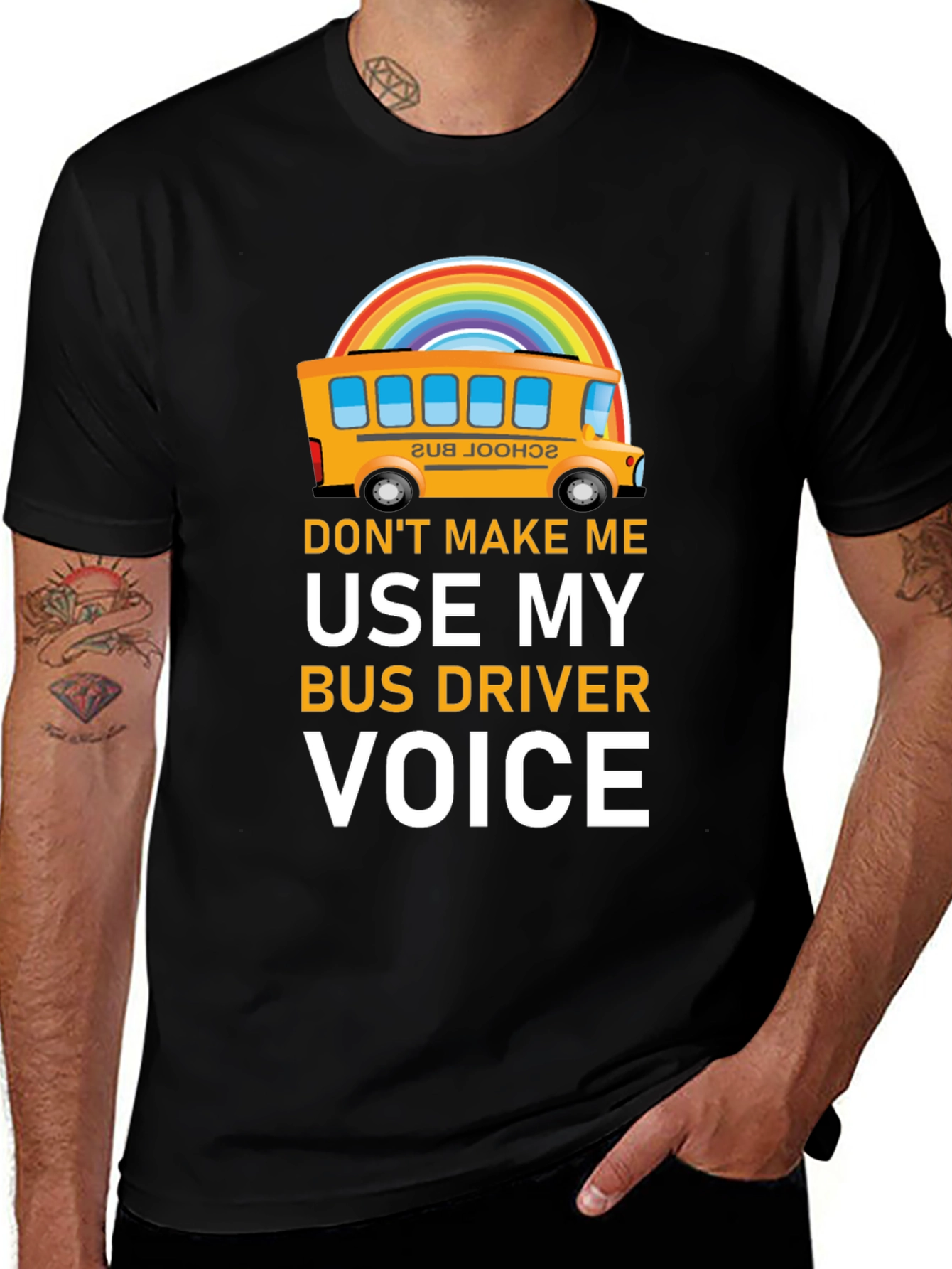 Funny Bus Driver T-Shirt - Rainbow School Bus