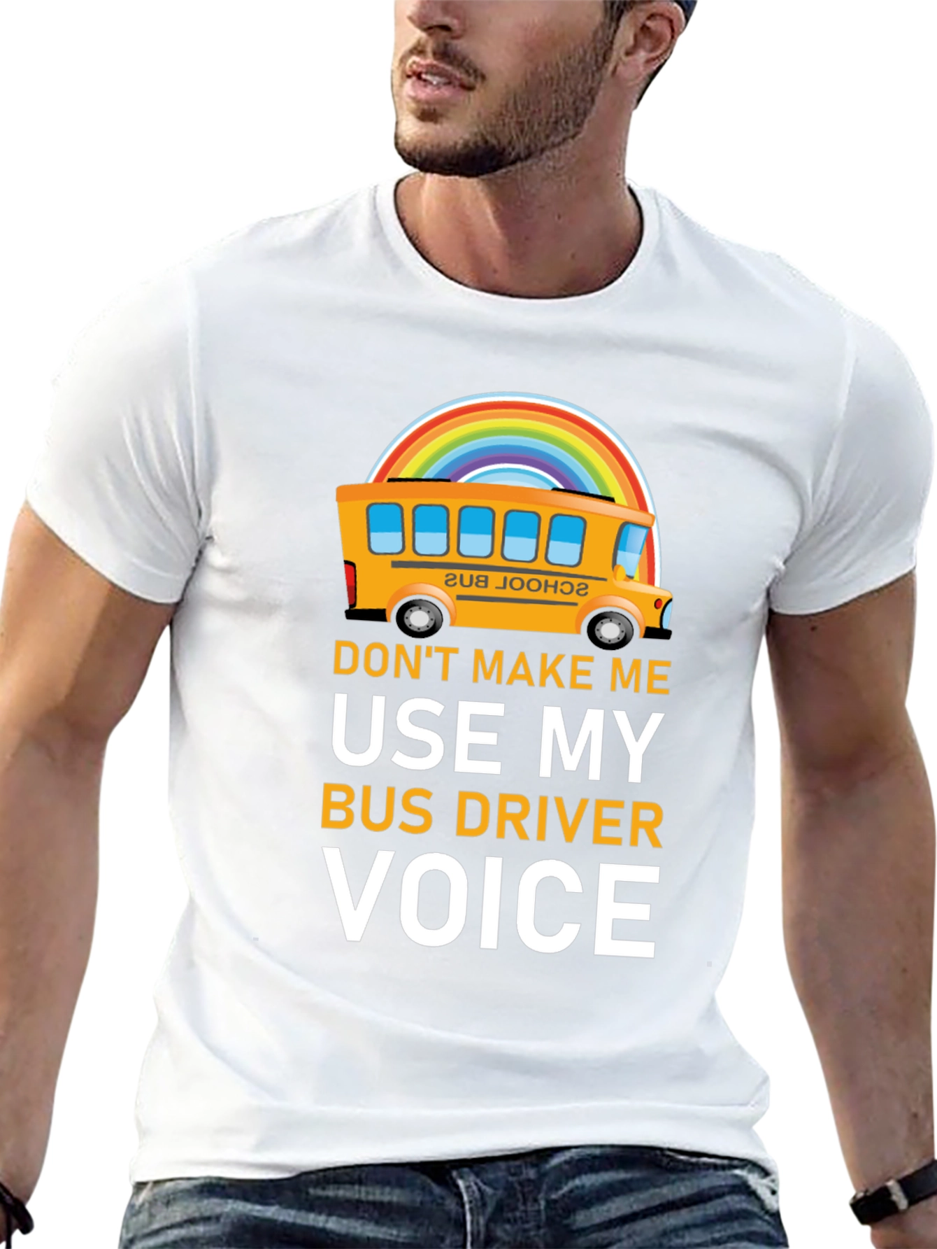 Funny Bus Driver T-Shirt - Rainbow School Bus