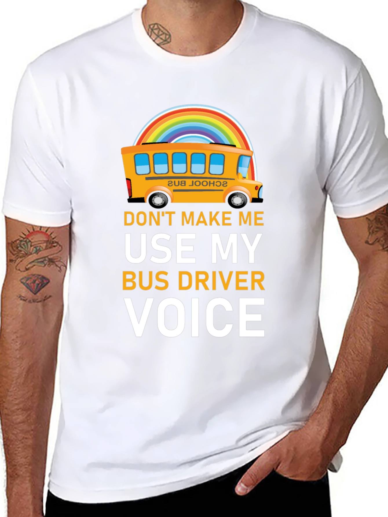 Funny Bus Driver T-Shirt - Rainbow School Bus