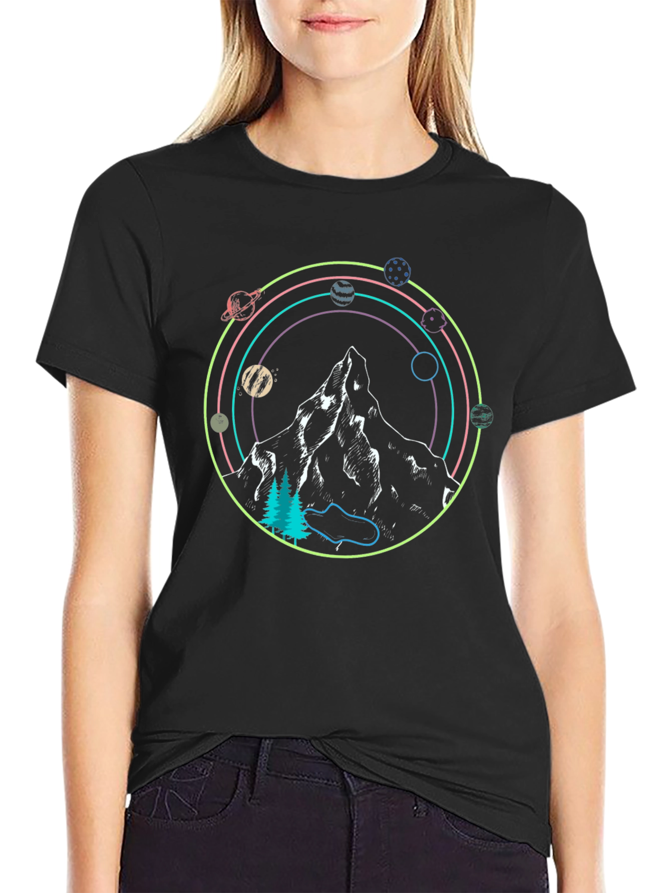 Cosmic Mountain Black Tee
