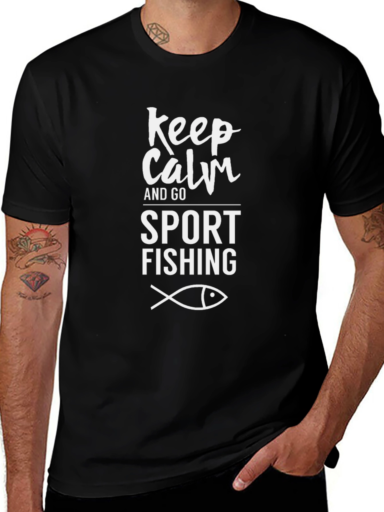 Keep Calm Sport Fishing Black Tee