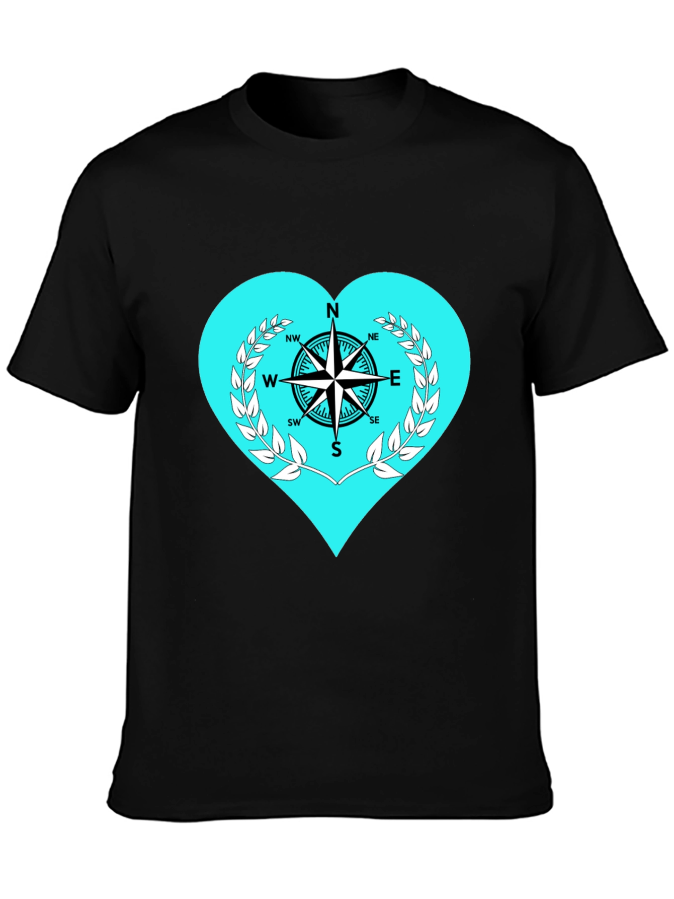 Compass Heart Graphic Tee - Stylish Black T-Shirt