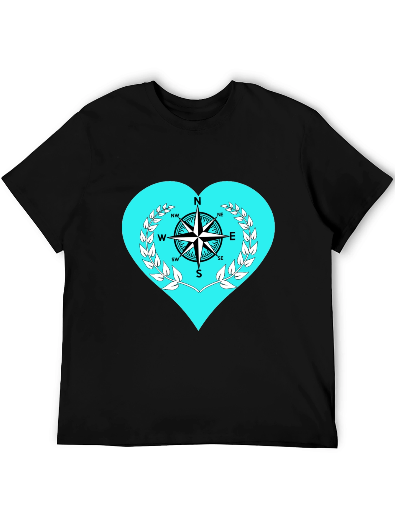 Compass Heart Graphic Tee - Stylish Black T-Shirt