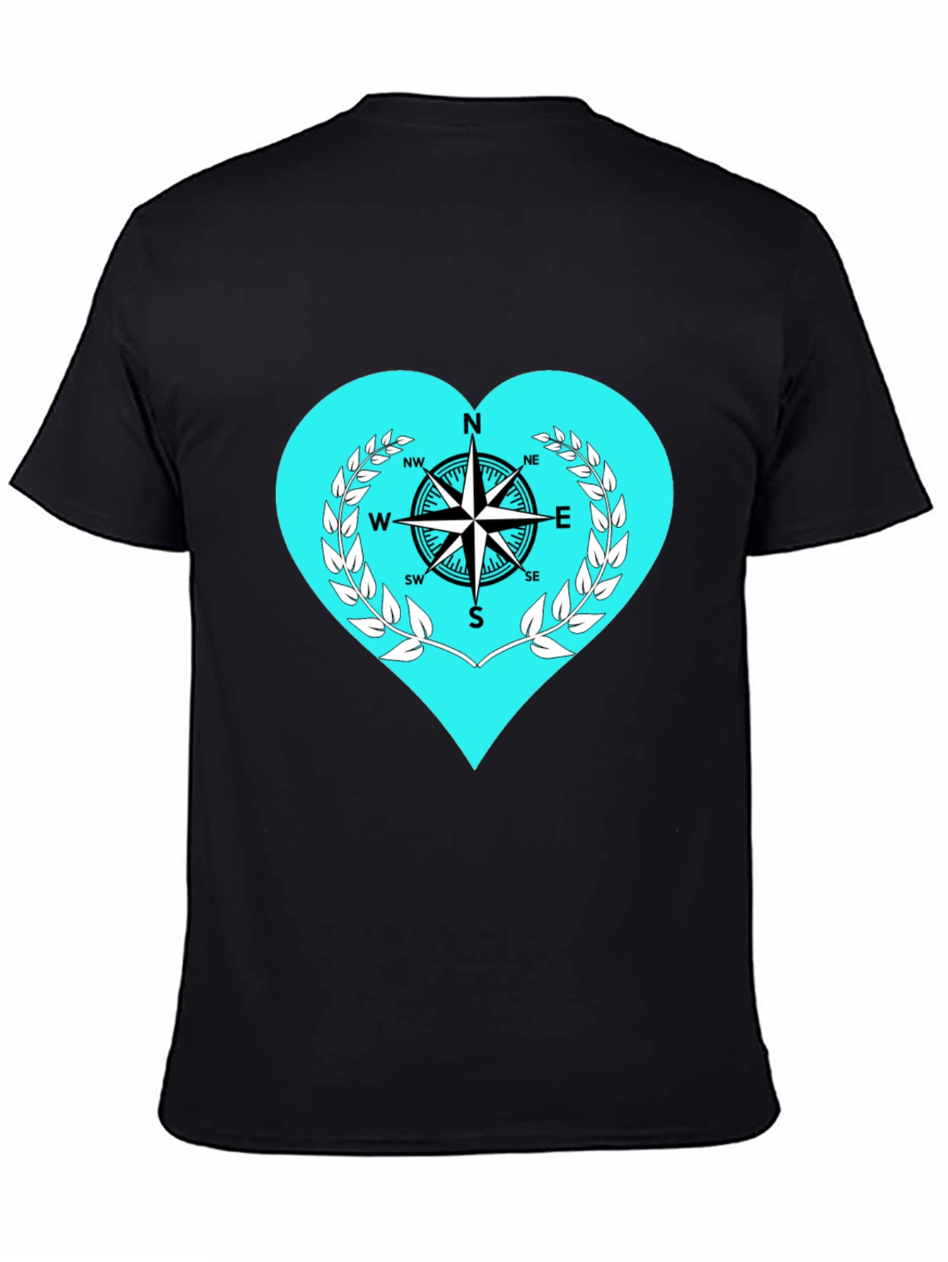 Compass Heart Graphic Tee - Stylish Black T-Shirt