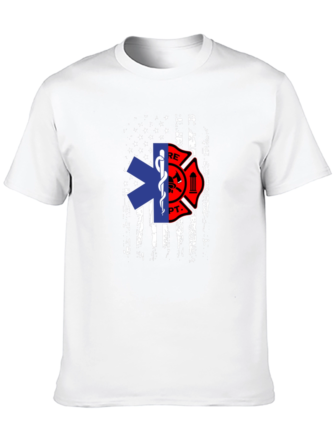 Firefighter EMS American Flag Graphic T-Shirt