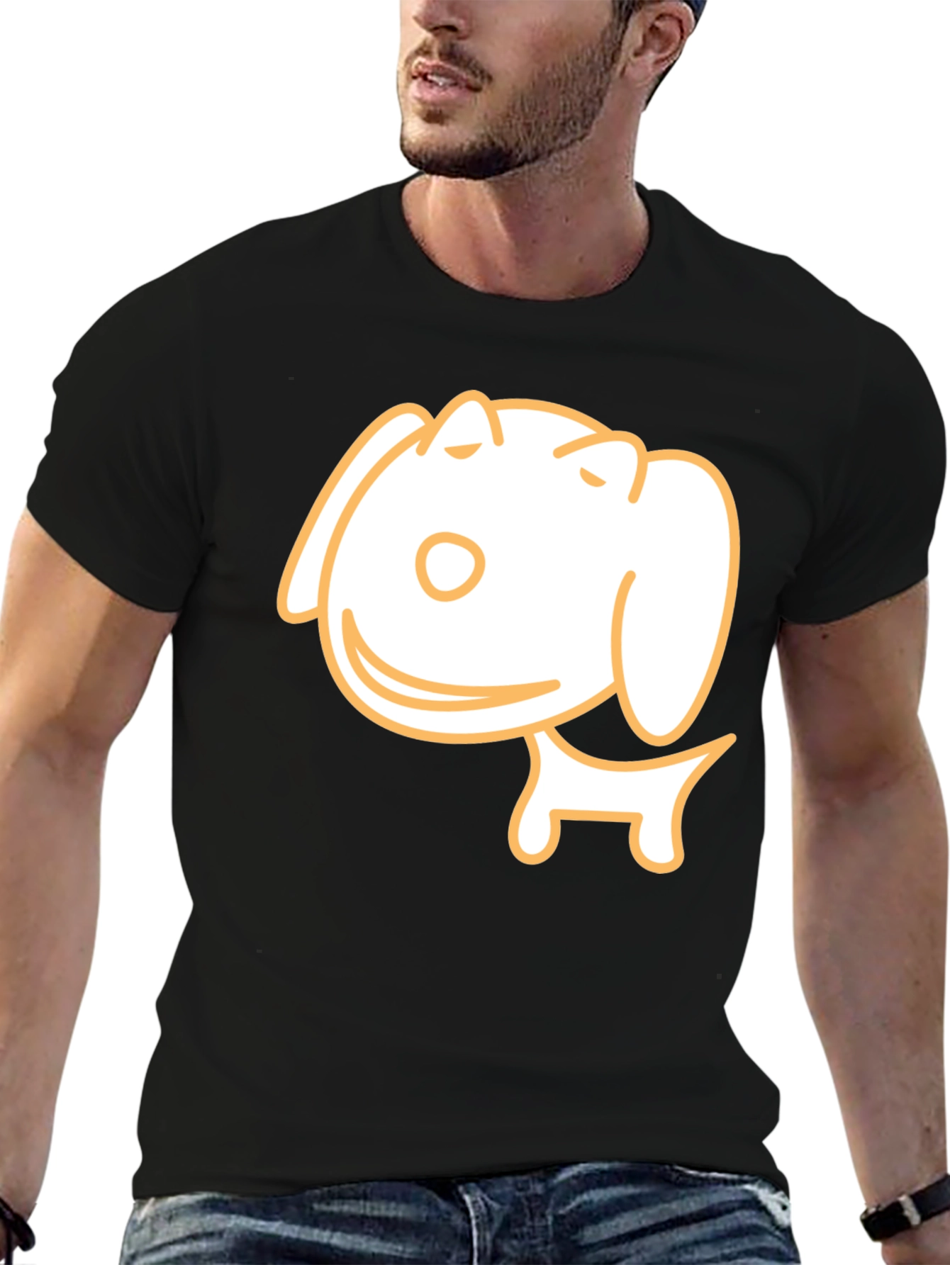 Cute Cartoon Dog Black T-Shirt