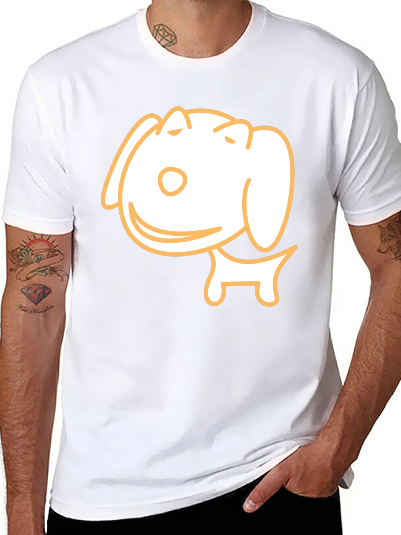 Cute Cartoon Dog Black T-Shirt
