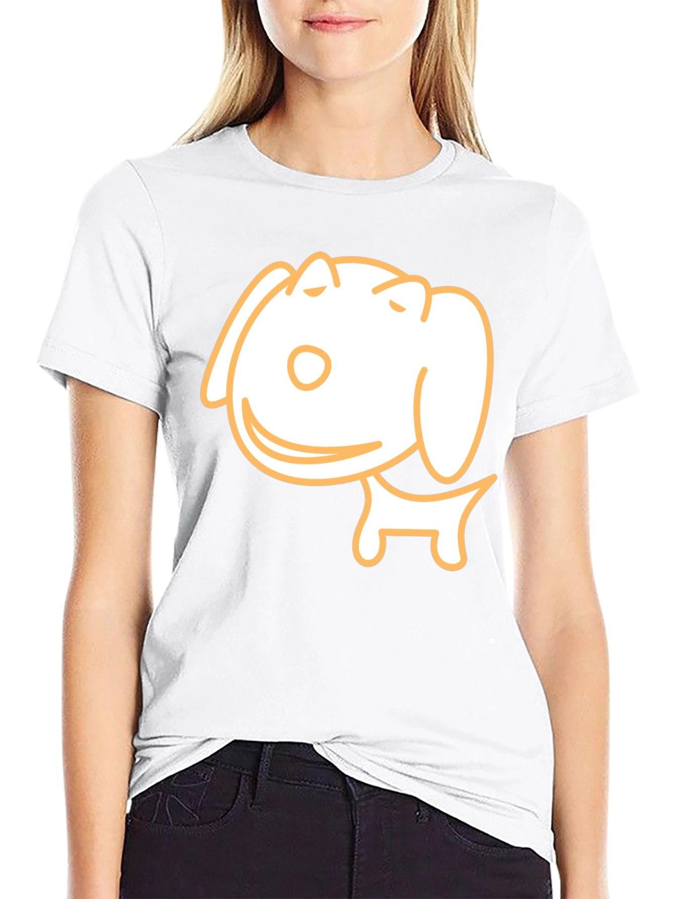 Cute Cartoon Dog Black T-Shirt