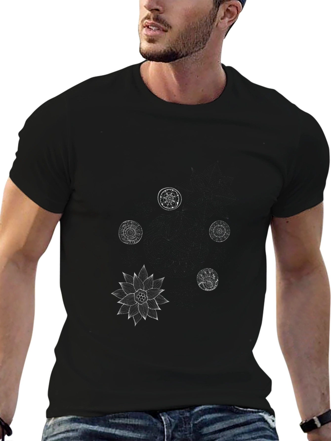 Geometric Pattern Black T-Shirt