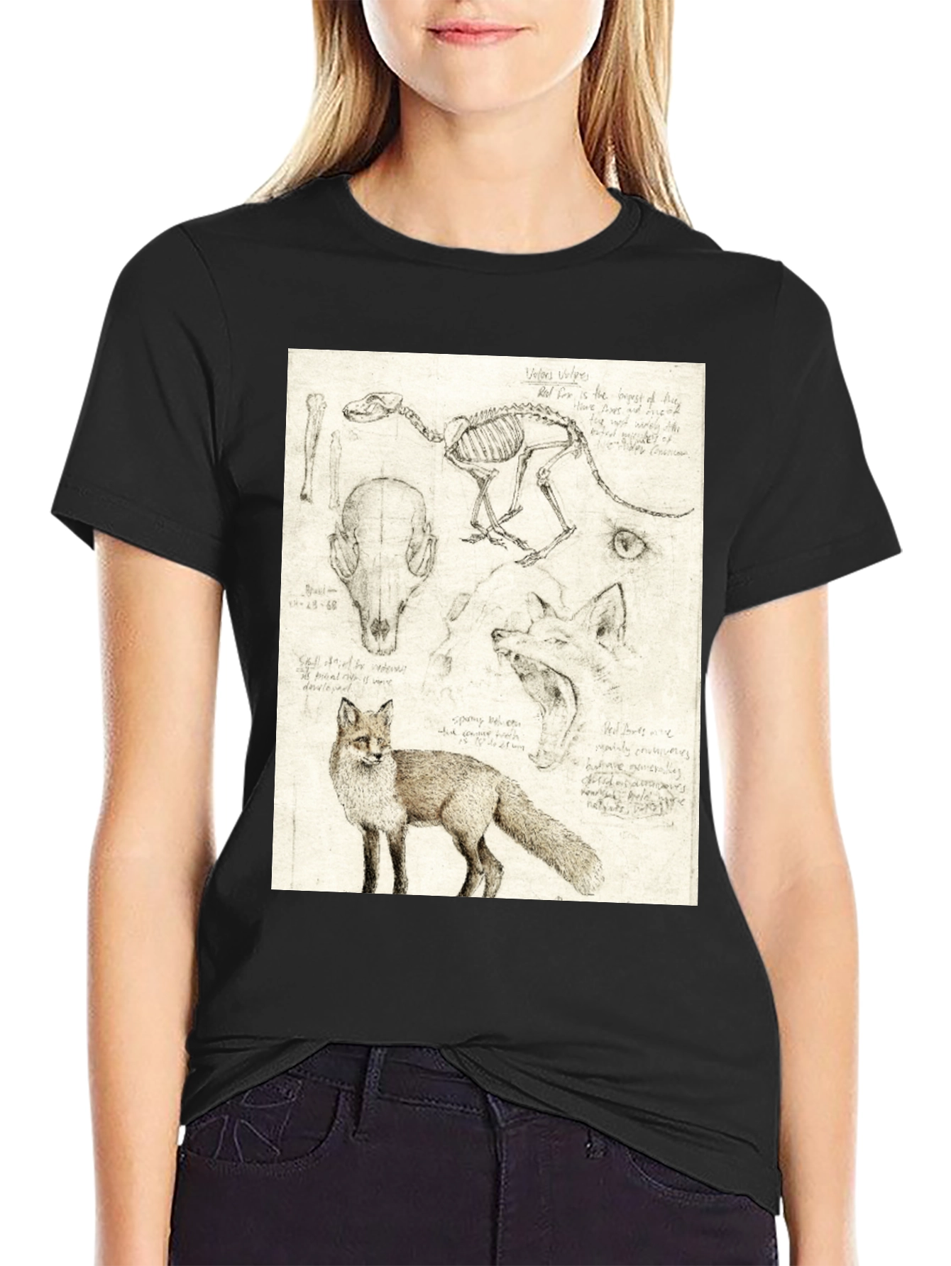 Anatomical Fox Print Tee - Artistic Unisex T-Shirt