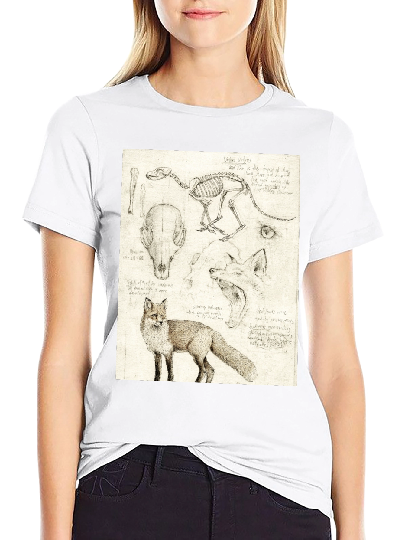Anatomical Fox Print Tee - Artistic Unisex T-Shirt