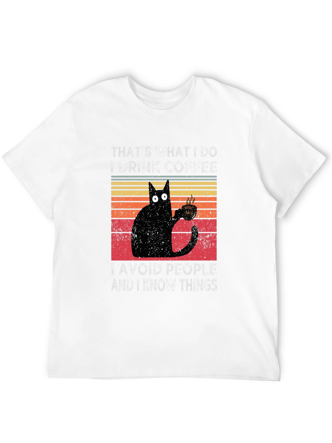 Coffee Cat T-Shirt - I Drink Coffee Avoid People