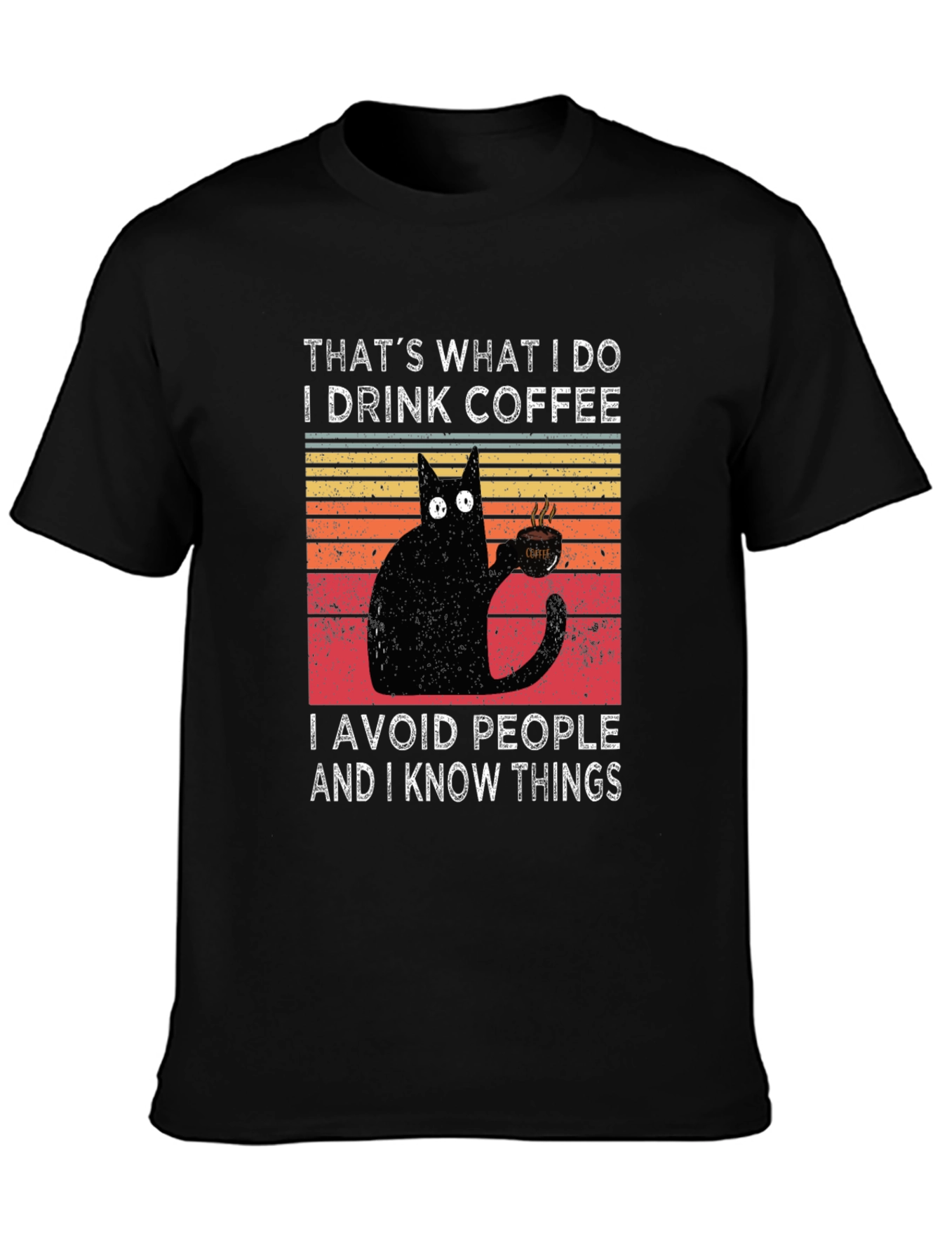 Coffee Cat T-Shirt - I Drink Coffee Avoid People