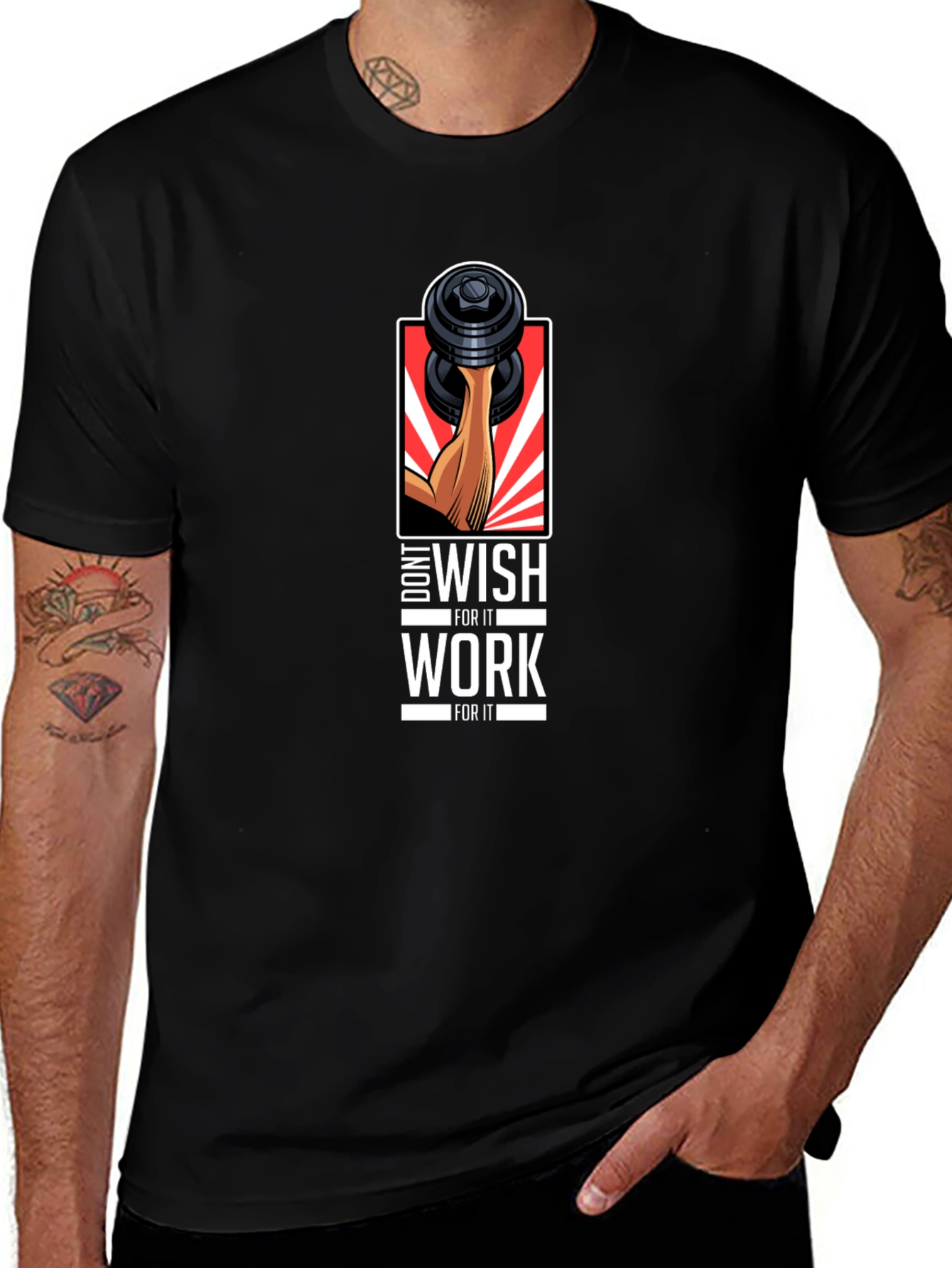 Workout Motivation T-Shirt - Dont Wish Work!
