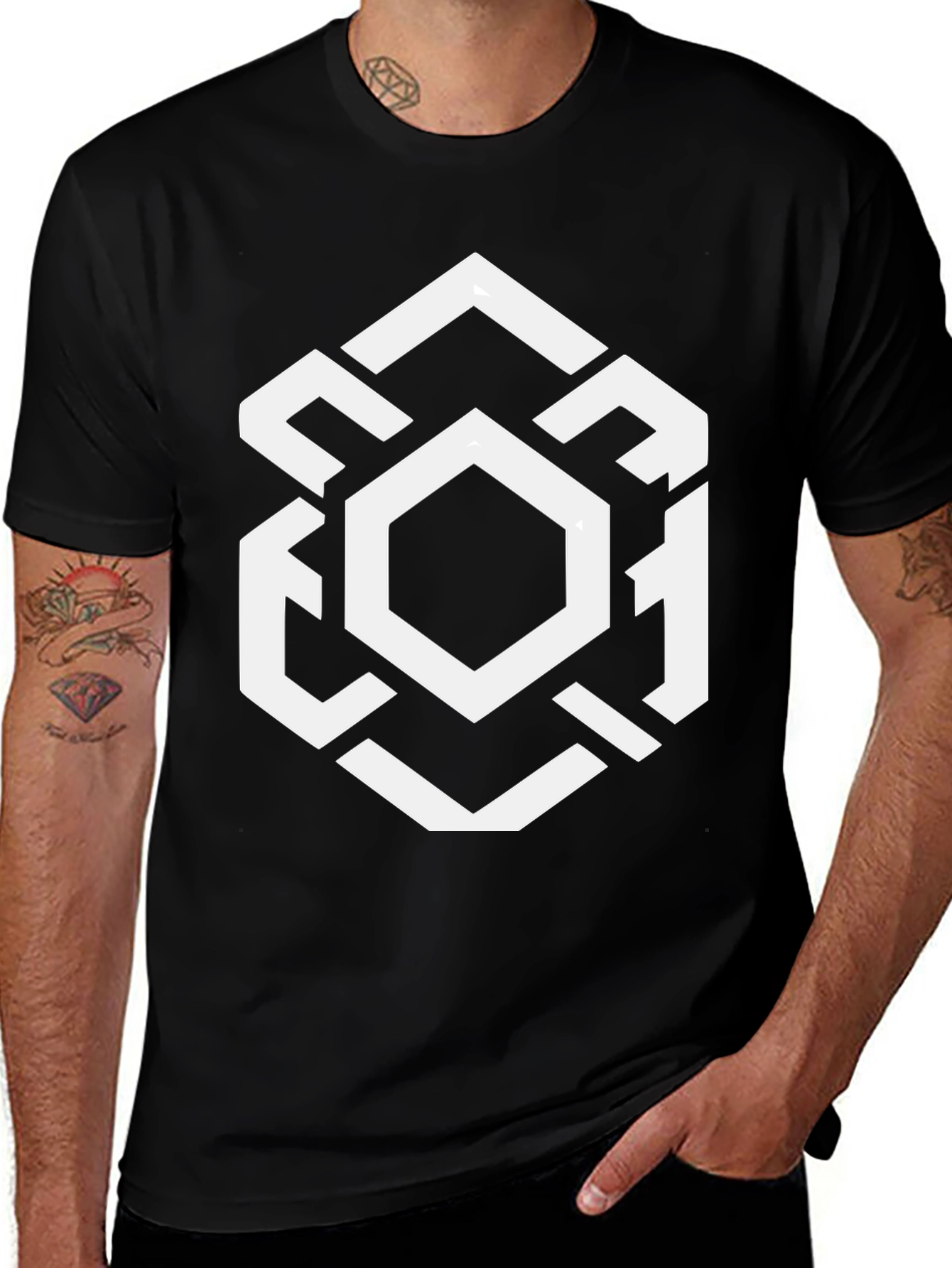 Geometric Hexagon Graphic T-Shirt