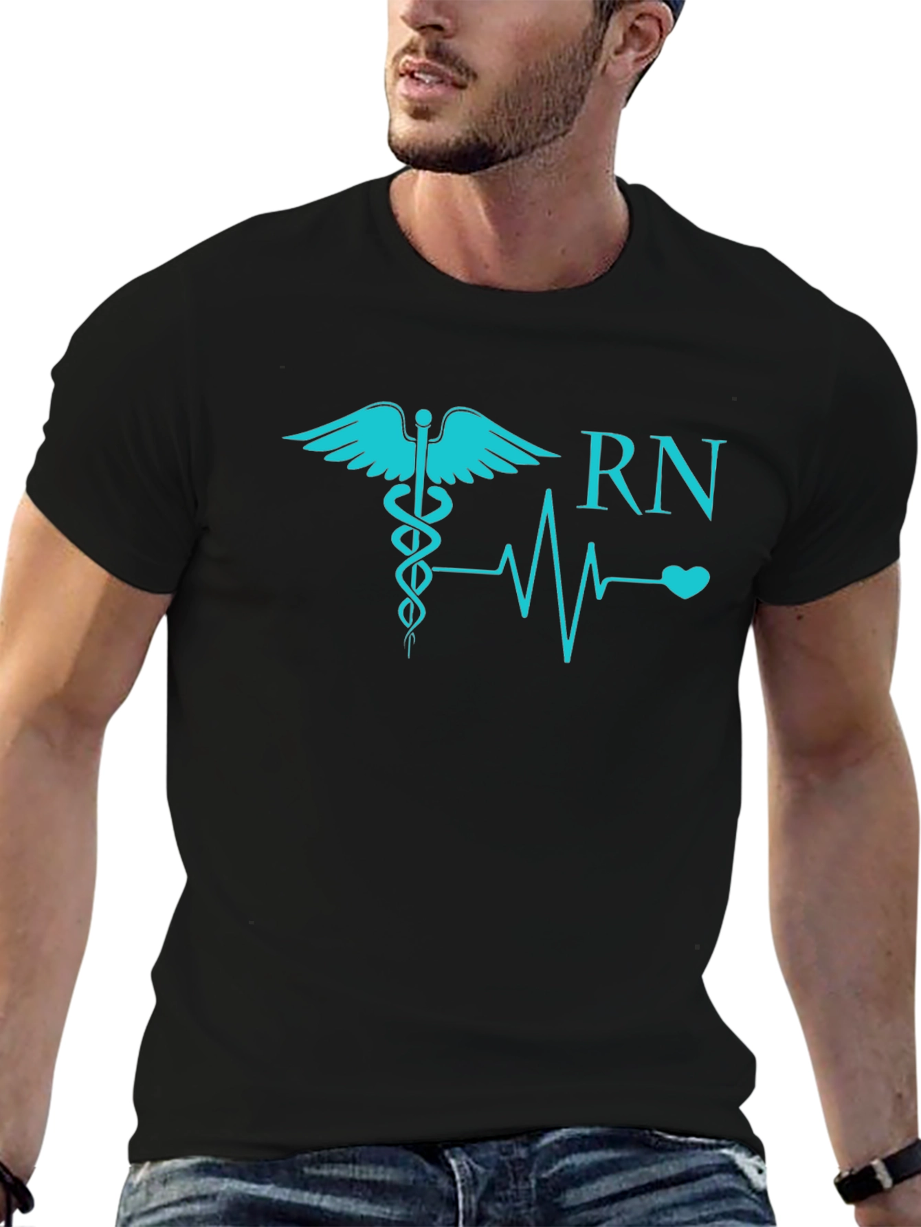 RN Caduceus Heartbeat T-Shirt - Nurse Appreciation Tee