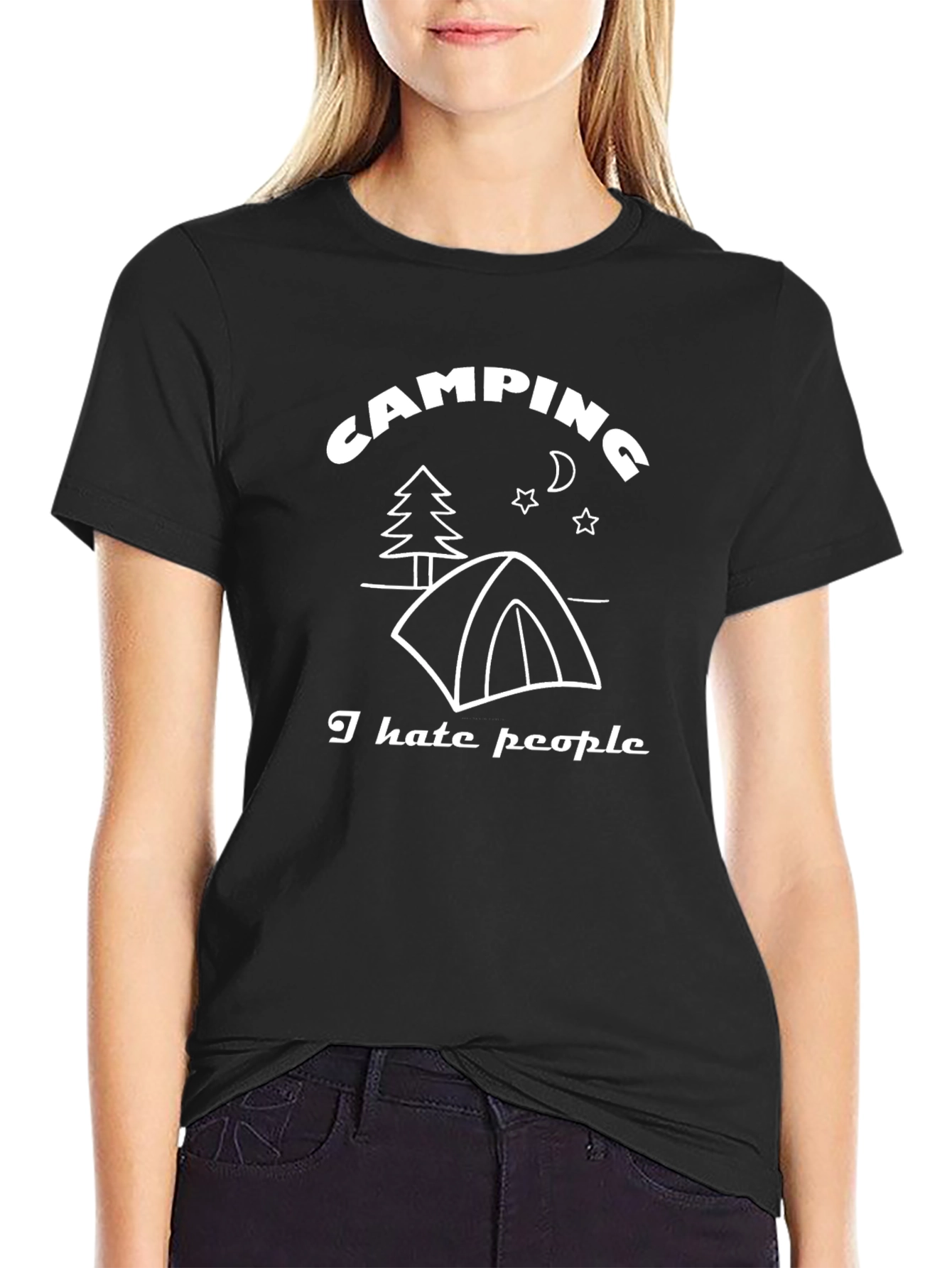 Camping I Hate People Black Graphic T-Shirt