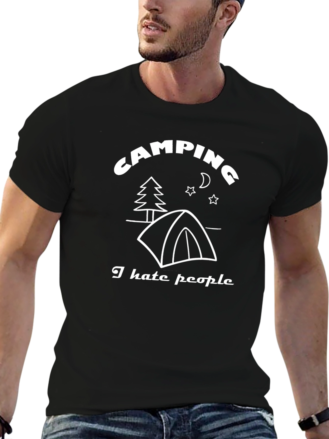 Camping I Hate People Black Graphic T-Shirt