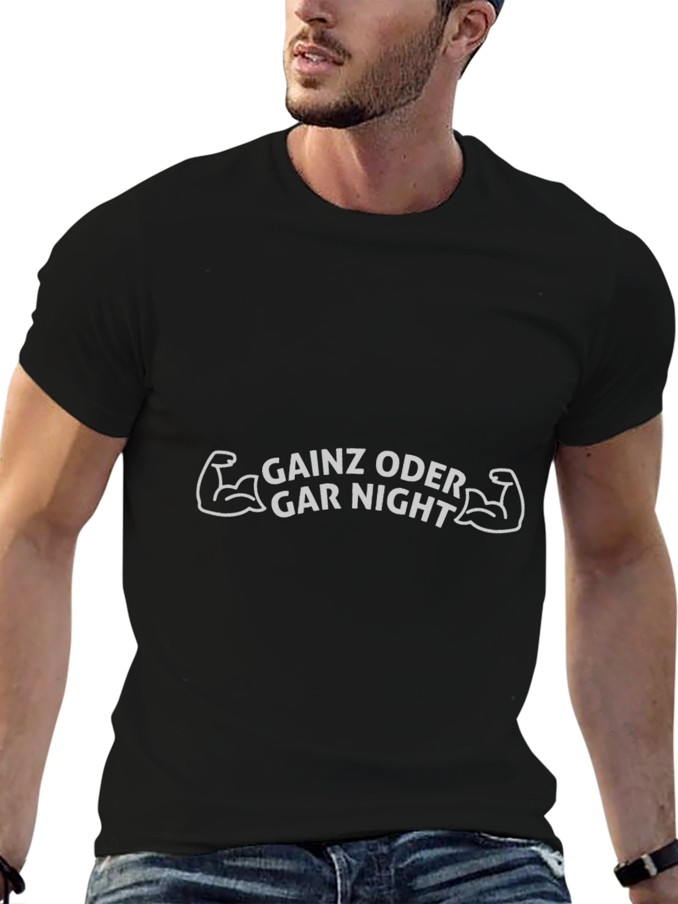 Gainz Oder Gar Night Black Graphic T-Shirt