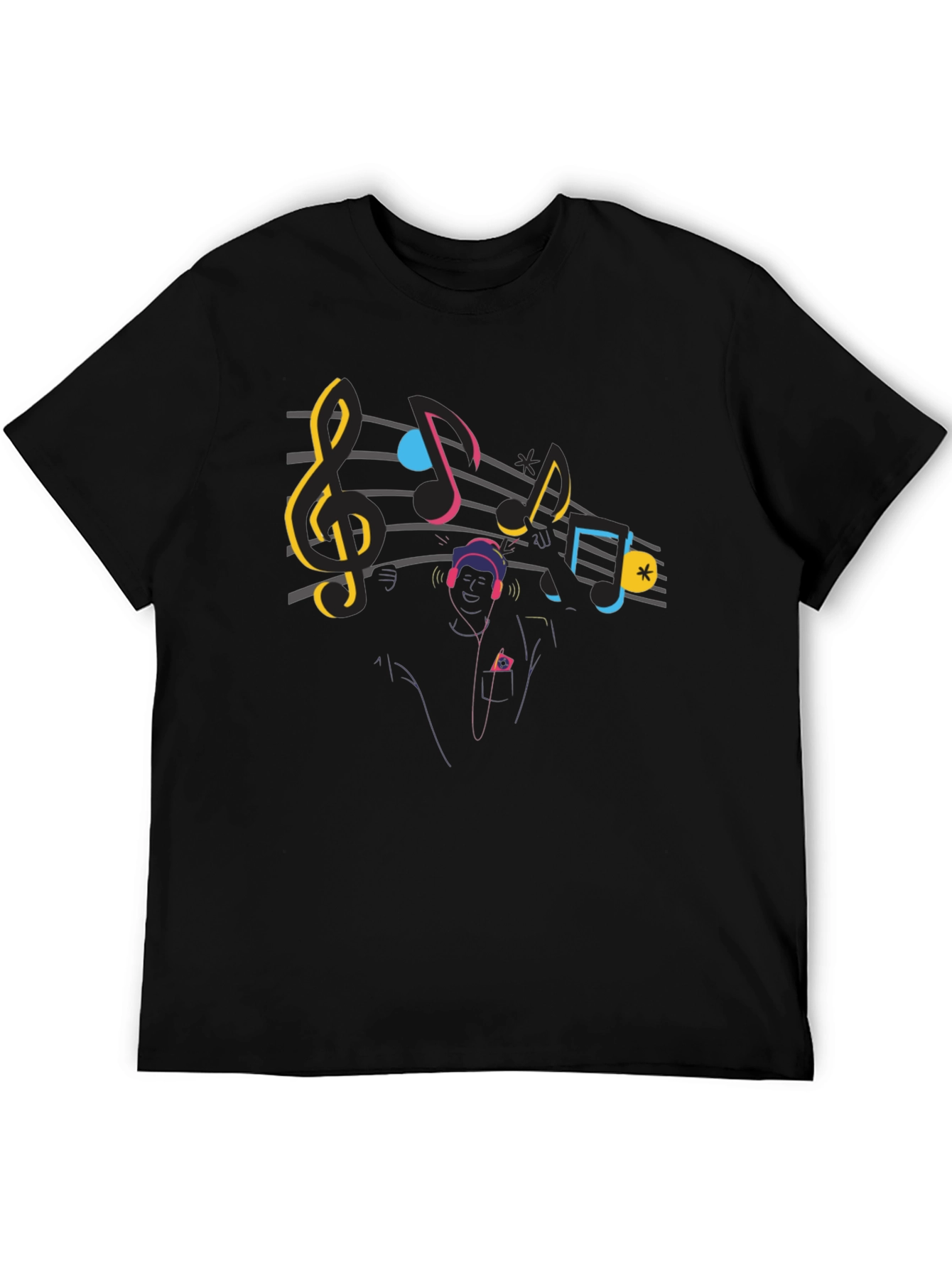 Music Lover Graphic Tee - Black Cotton T-Shirt