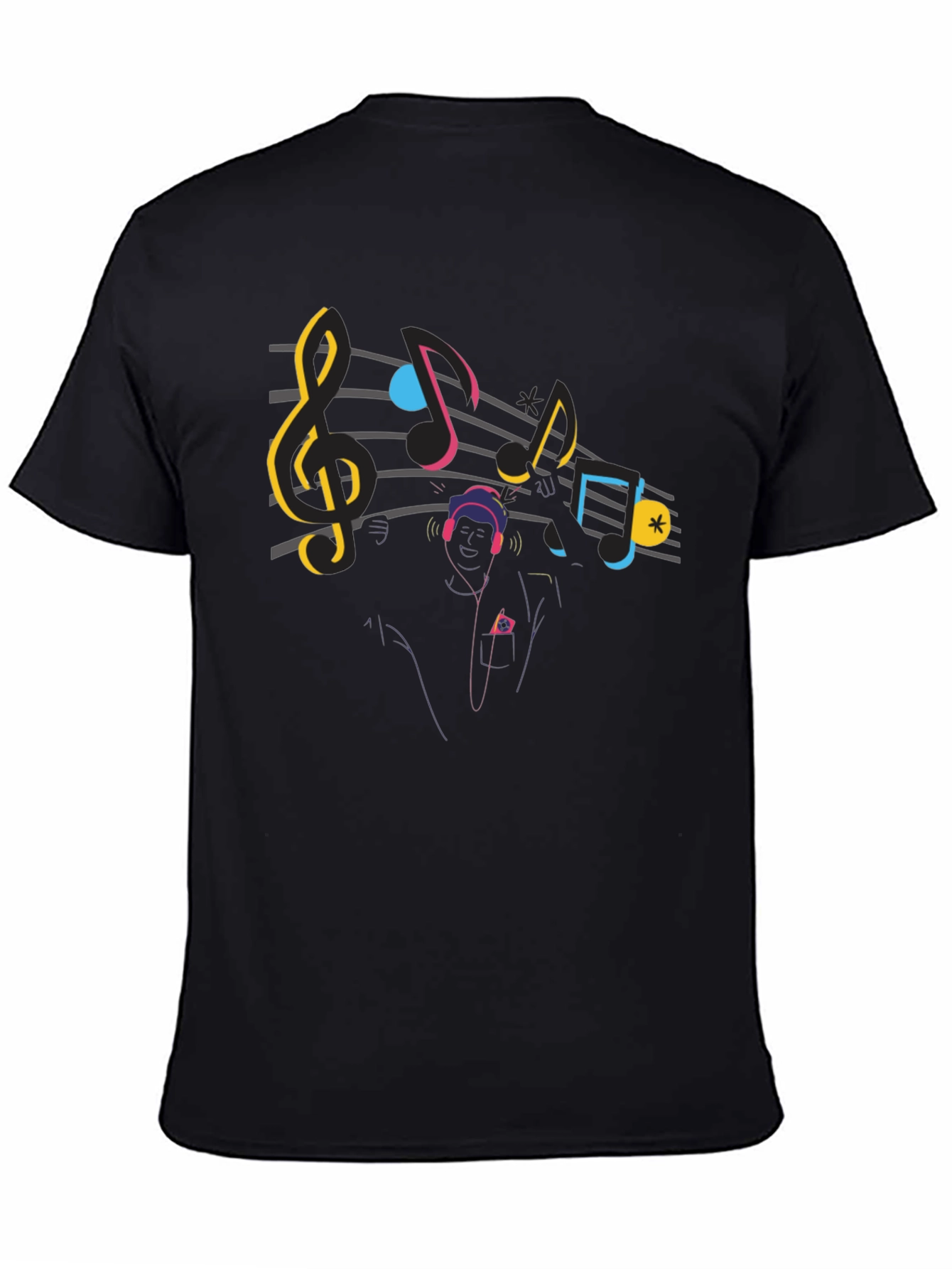 Music Lover Graphic Tee - Black Cotton T-Shirt