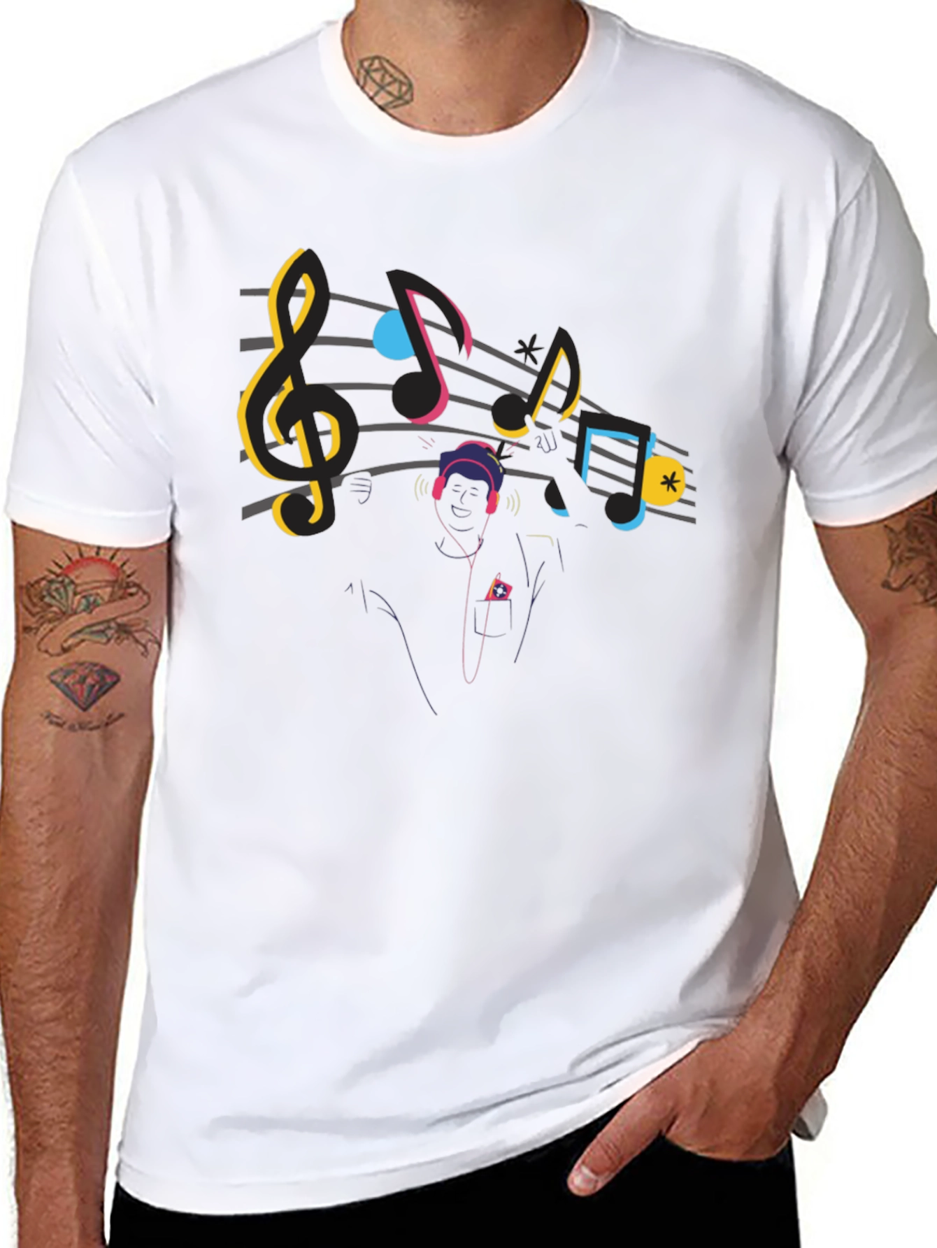 Music Lover Graphic Tee - Black Cotton T-Shirt