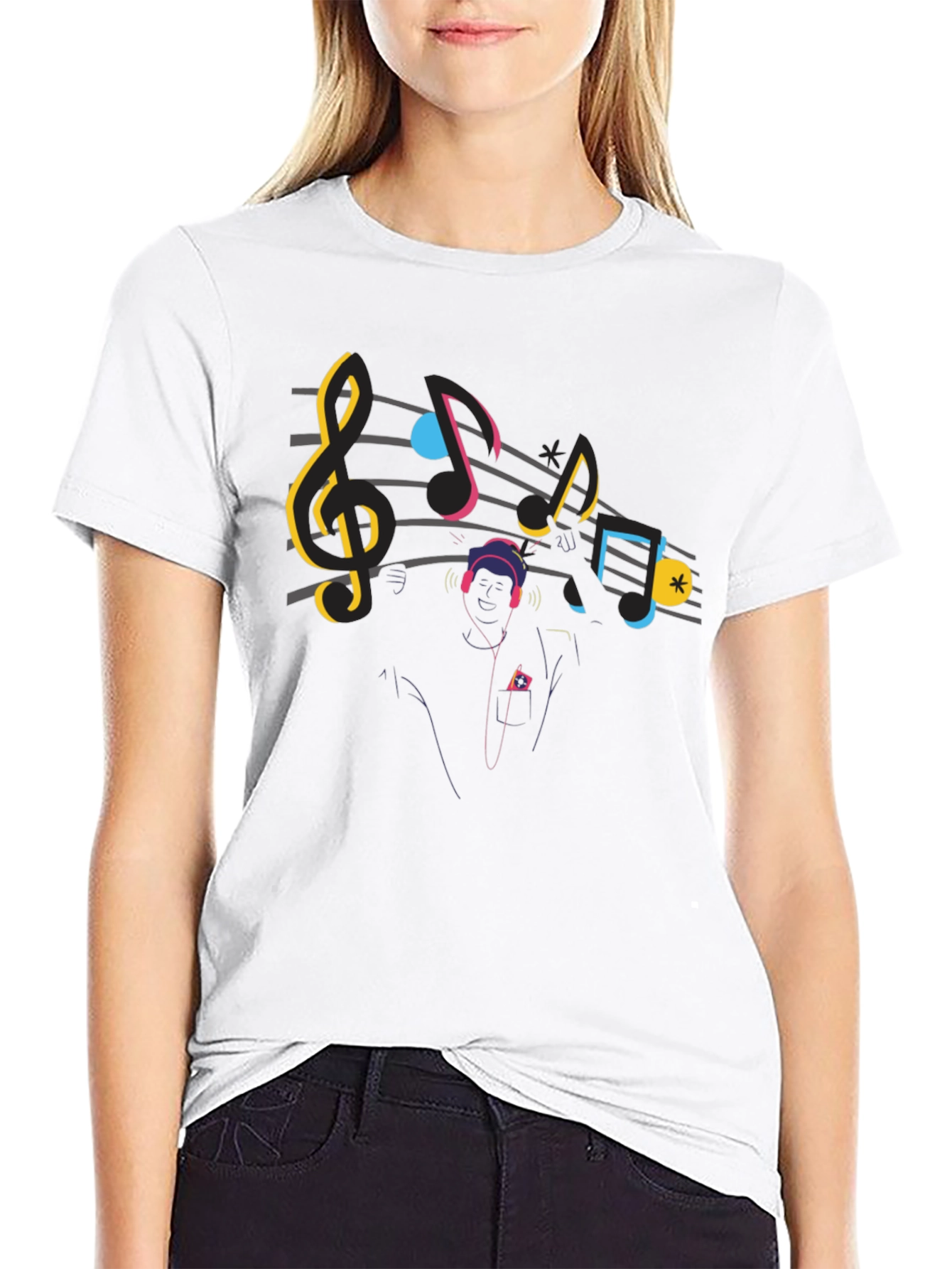 Music Lover Graphic Tee - Black Cotton T-Shirt