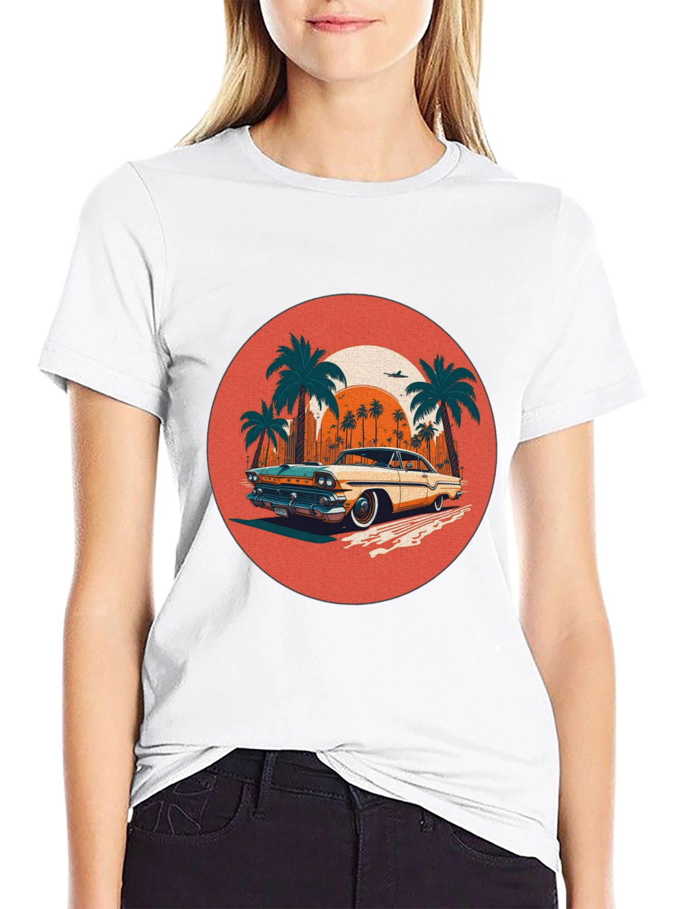 Retro Car & Palms Graphic Tee