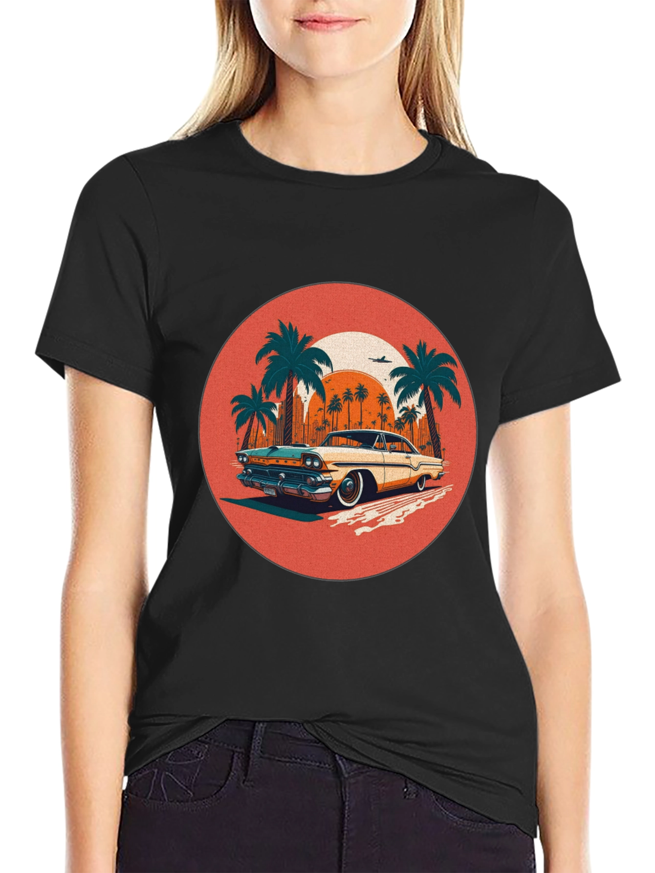 Retro Car & Palms Graphic Tee
