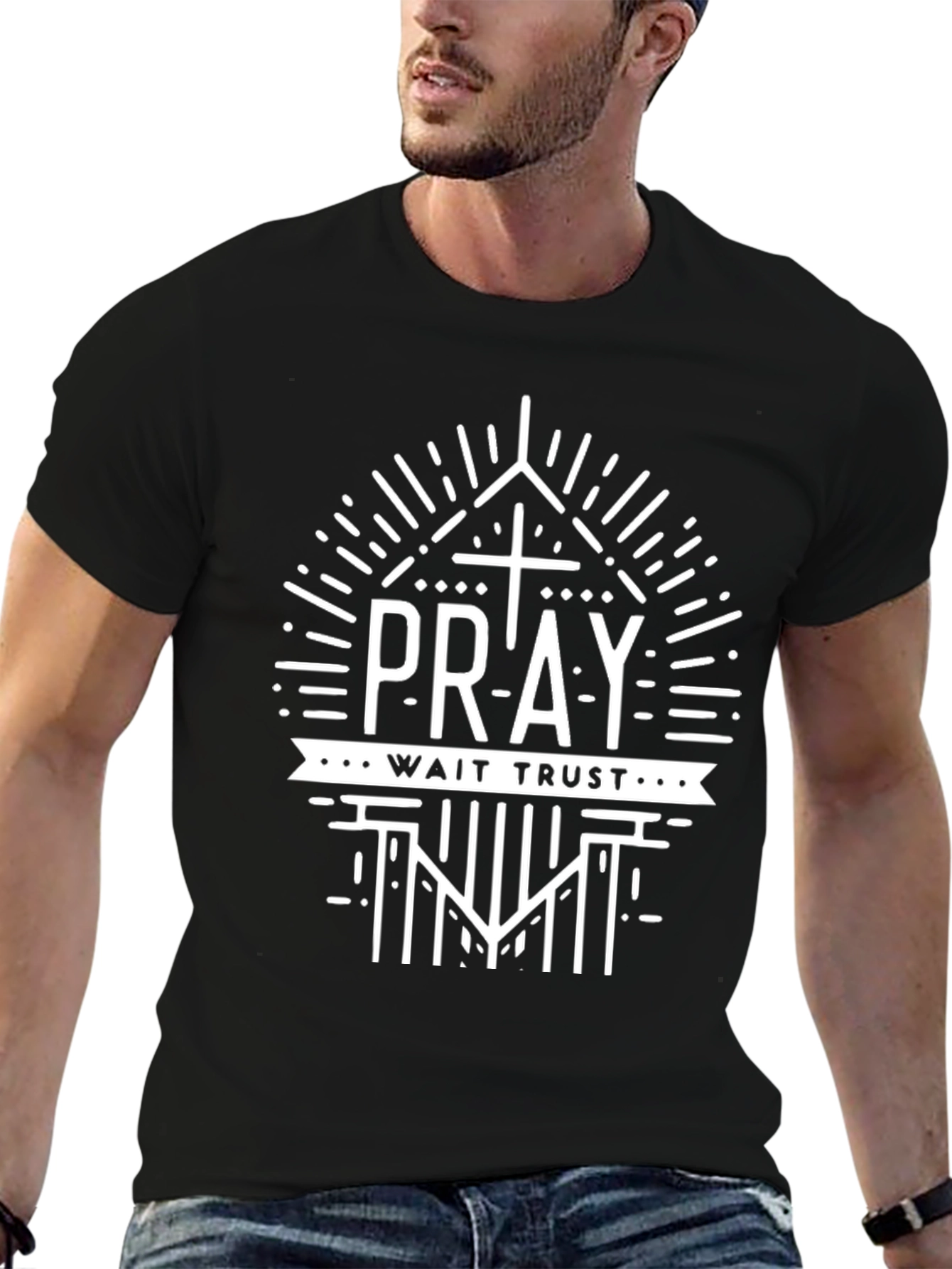 Pray Wait Trust Graphic Tee - Christian T-Shirt