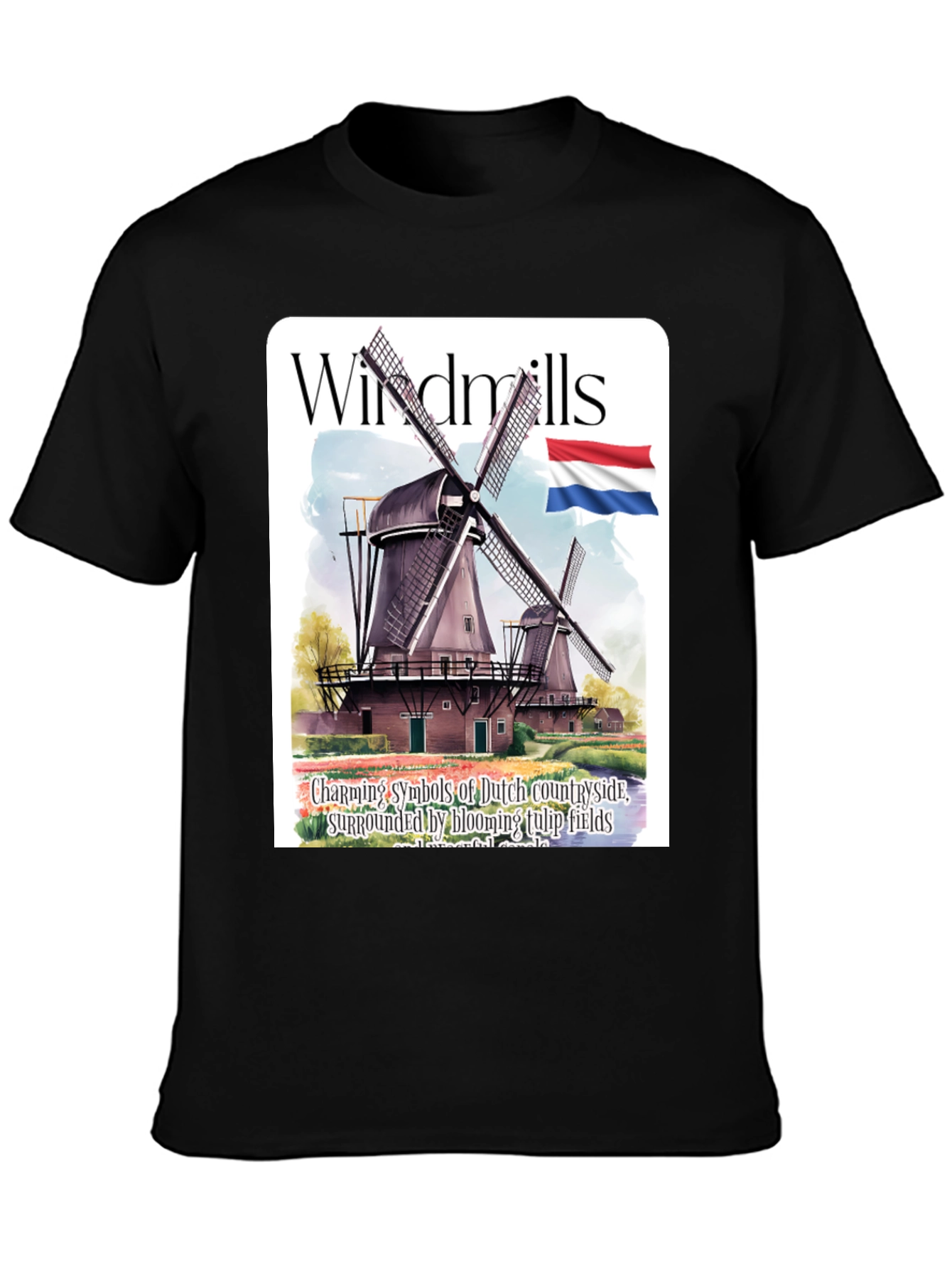 Dutch Windmill T-Shirt - Charming Countryside Tee