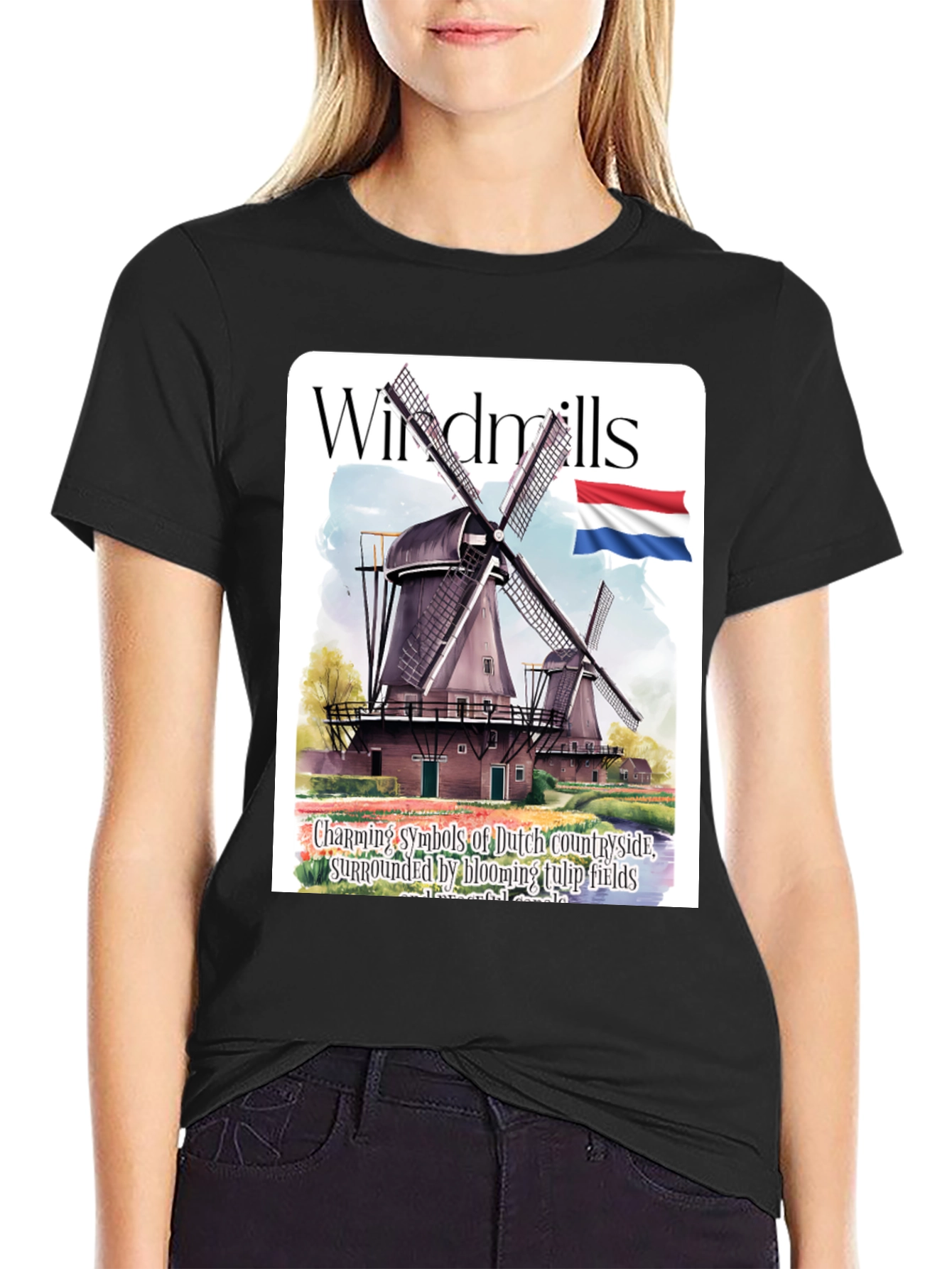 Dutch Windmill T-Shirt - Charming Countryside Tee