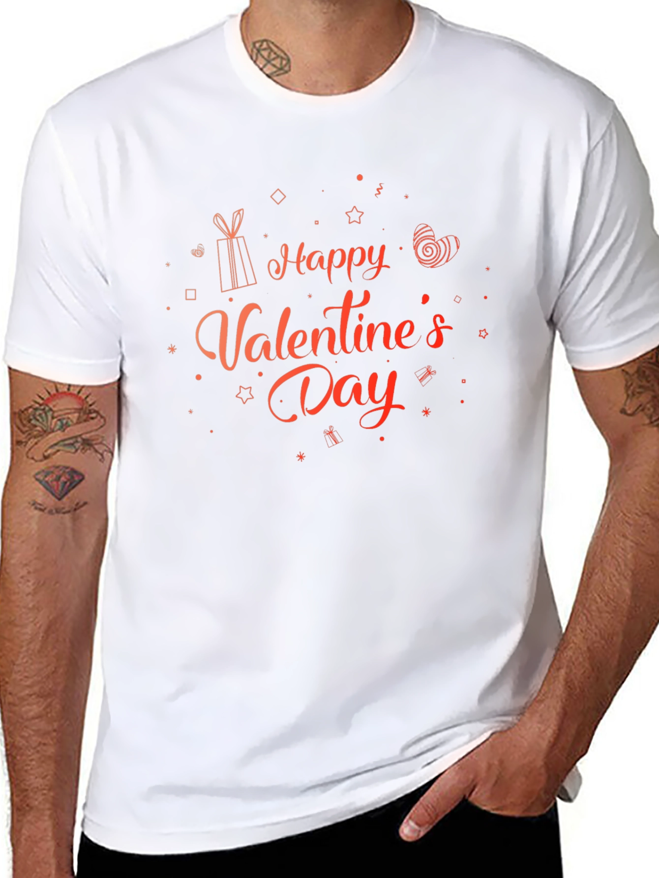 Happy Valentines Day Graphic Tee - Black