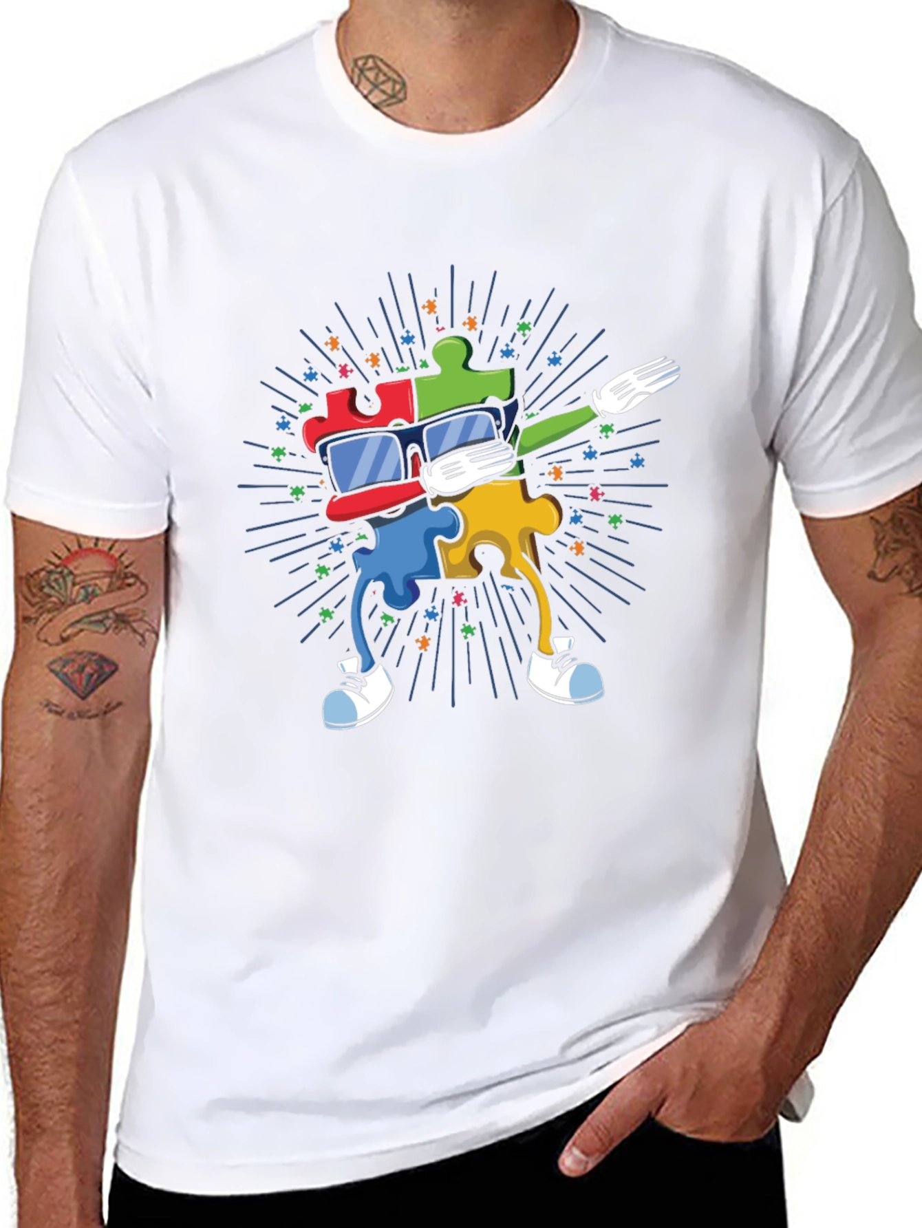Autism Awareness Dabbing Puzzle Piece T-Shirt