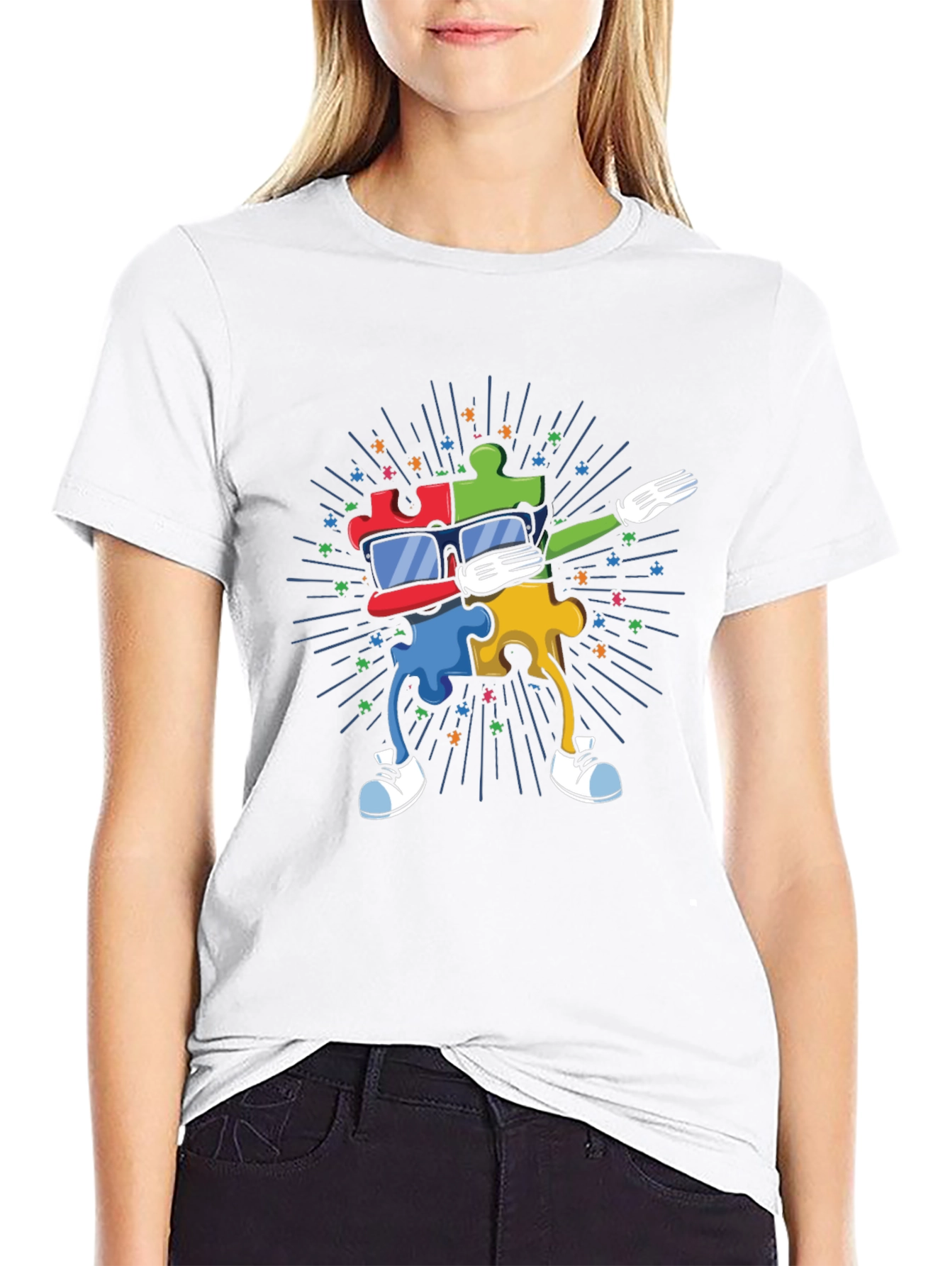 Autism Awareness Dabbing Puzzle Piece T-Shirt