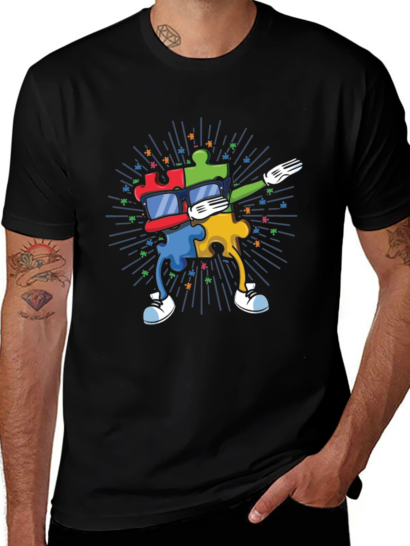 Autism Awareness Dabbing Puzzle Piece T-Shirt