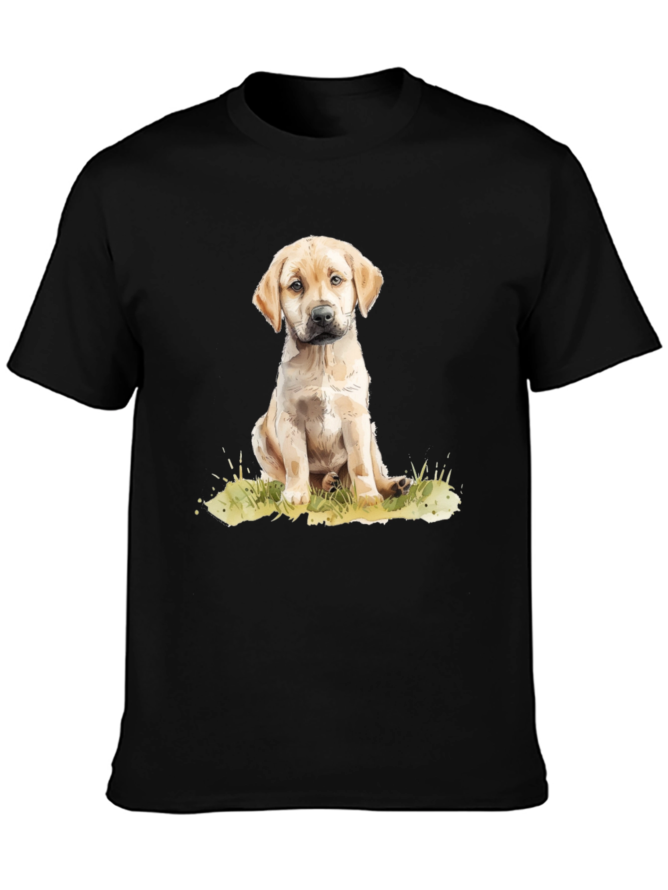 Puppy Dog Graphic Tee - Black Cotton T-Shirt