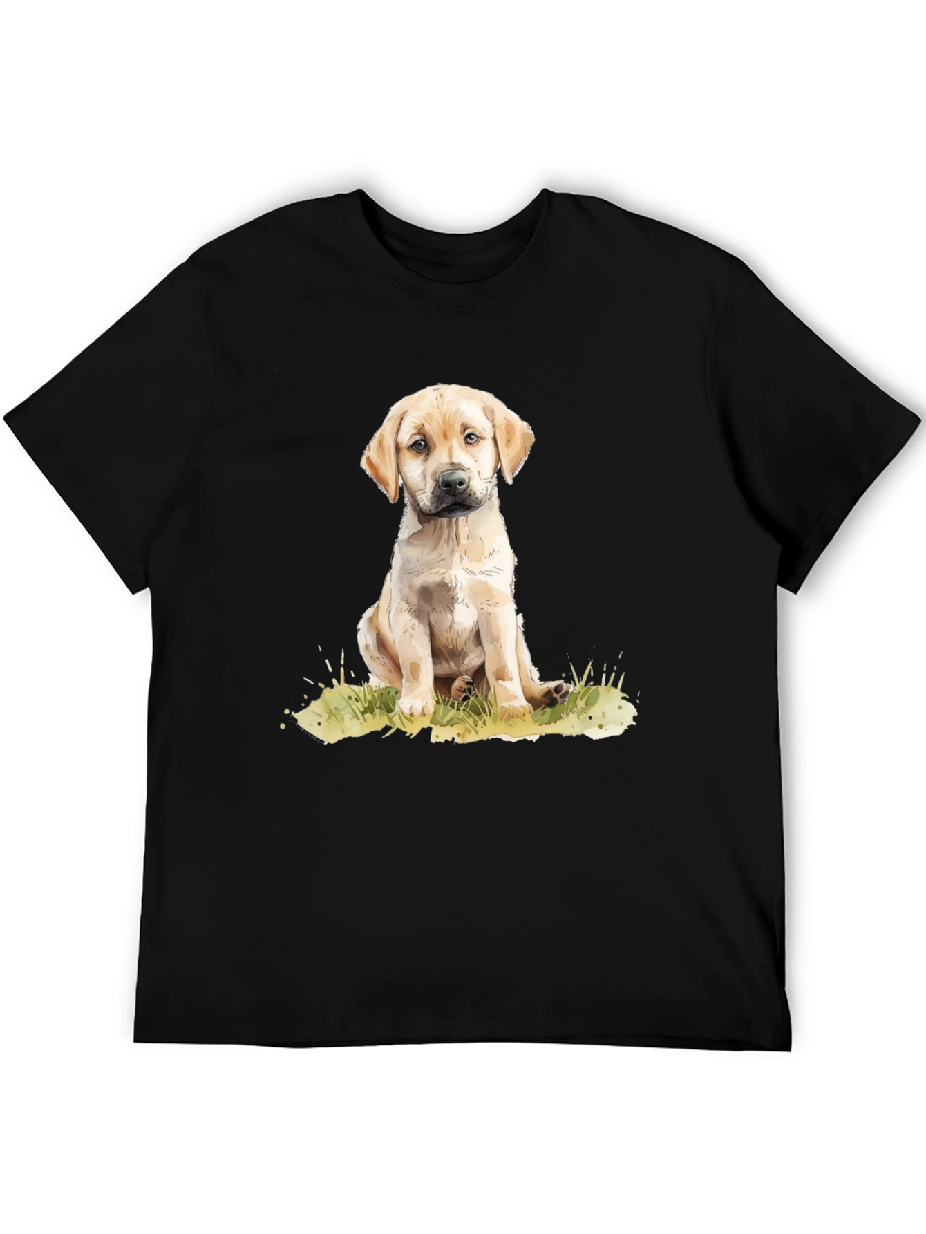 Puppy Dog Graphic Tee - Black Cotton T-Shirt