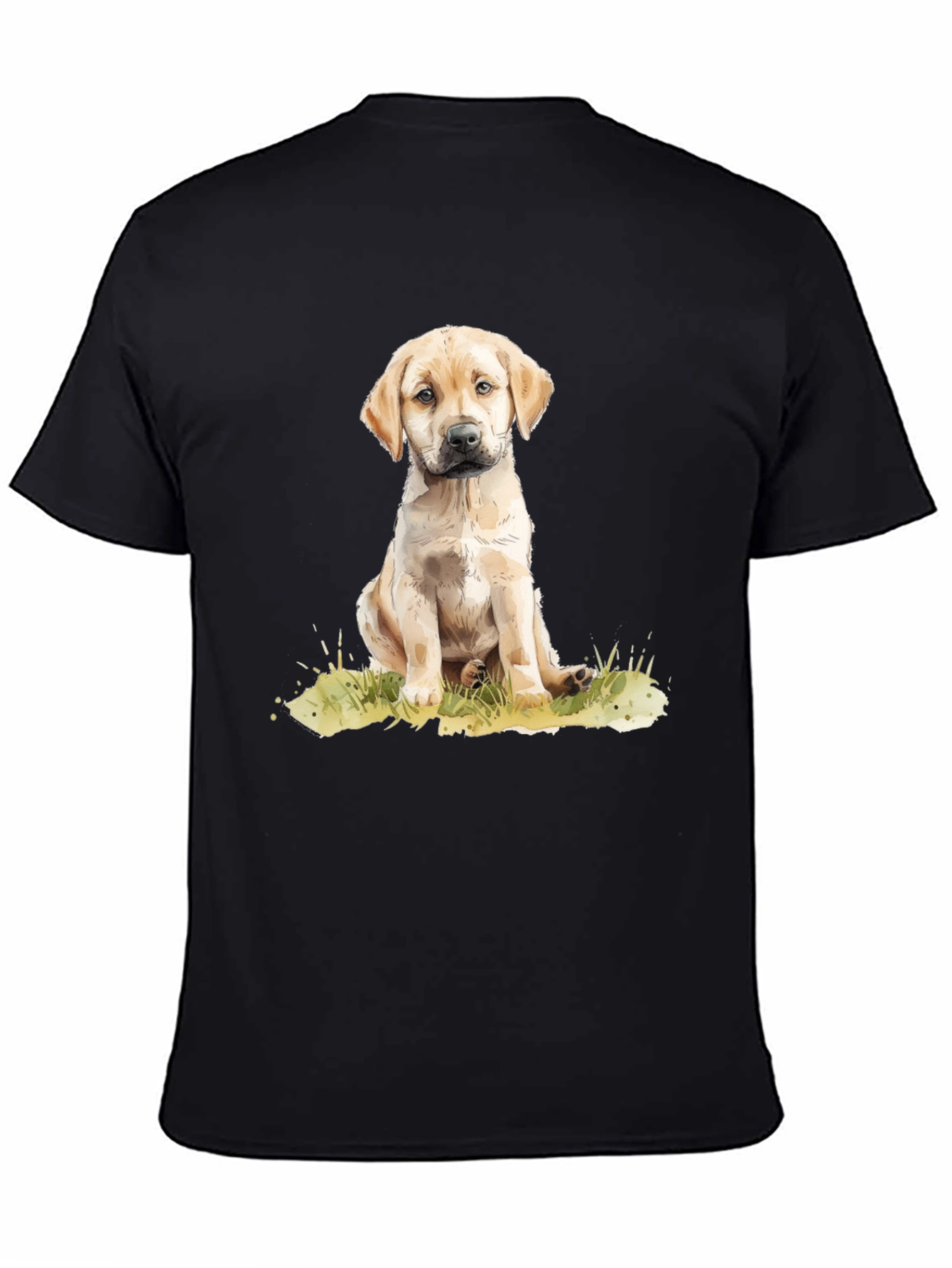 Puppy Dog Graphic Tee - Black Cotton T-Shirt
