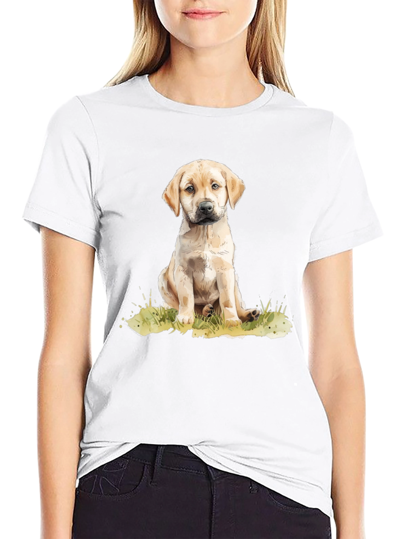 Puppy Dog Graphic Tee - Black Cotton T-Shirt