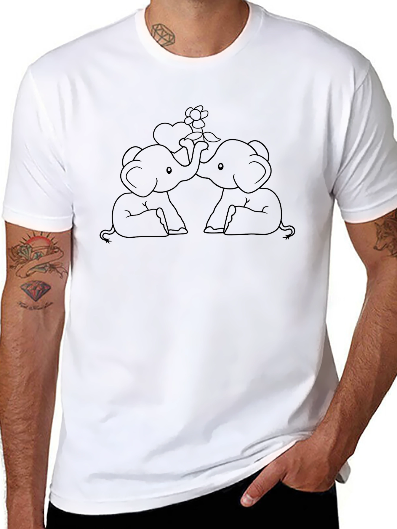 Cute Elephant Love Black T-Shirt