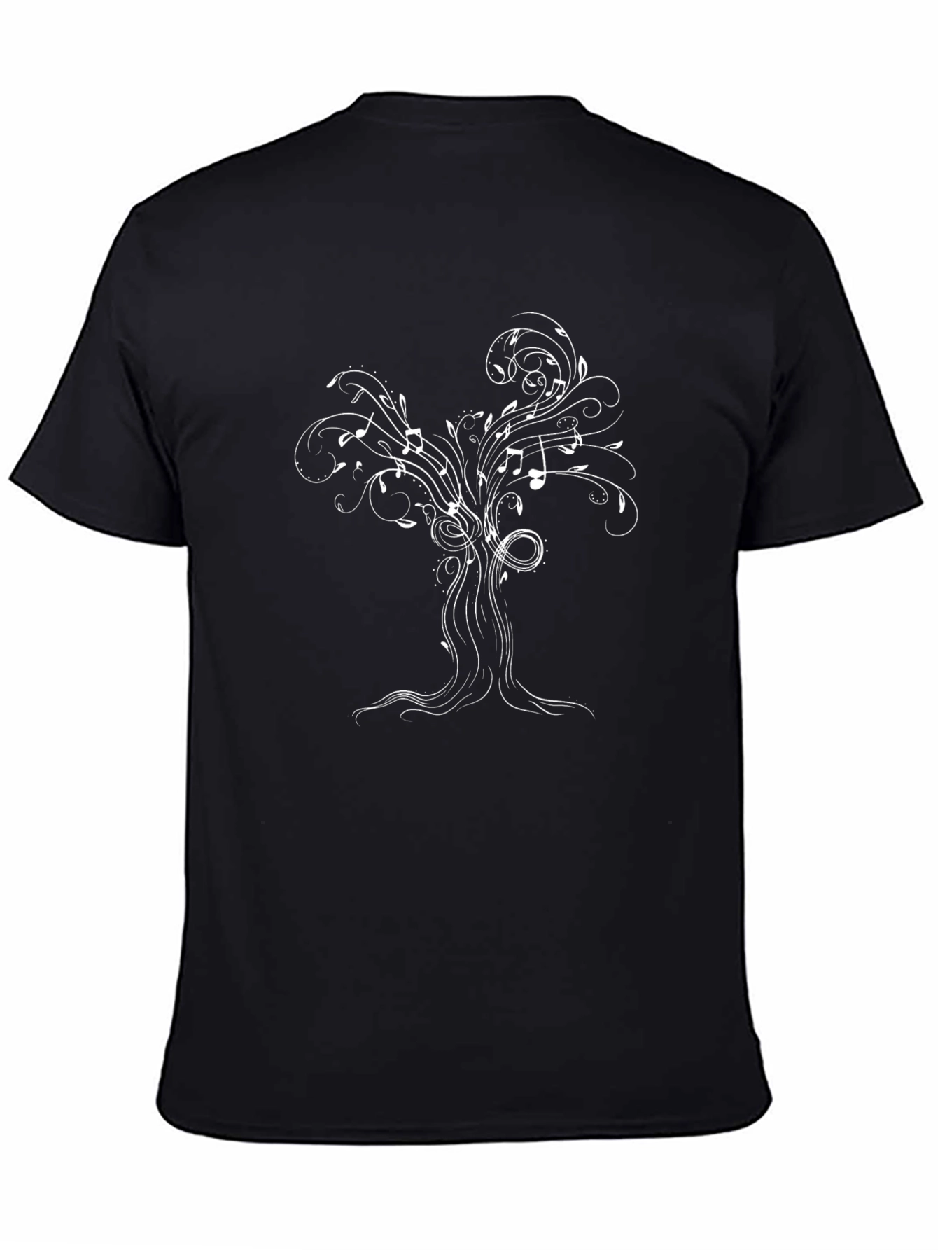 Musical Tree Graphic Tee - Black Cotton T-Shirt