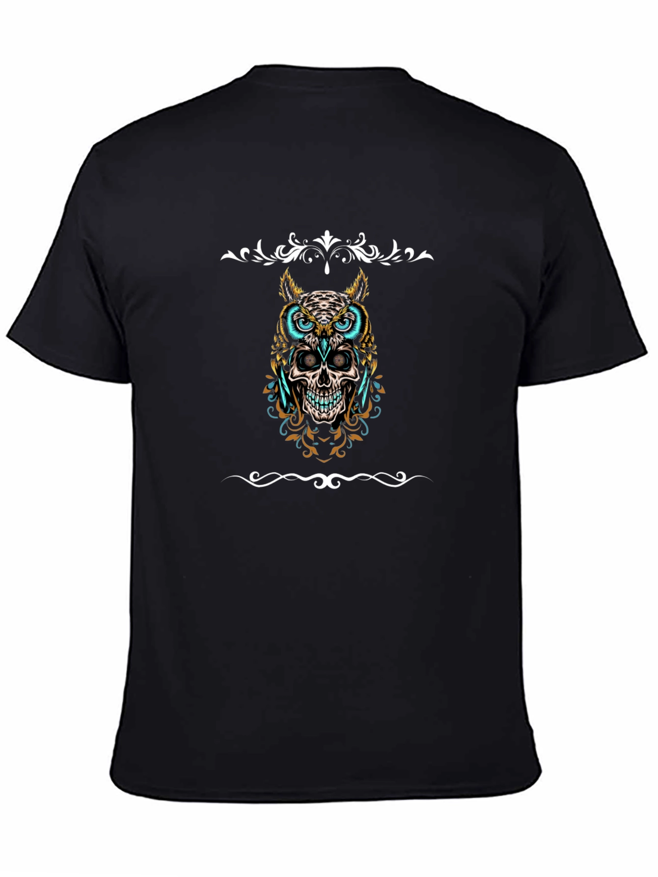 Skull Owl Graphic Tee - Mens Black T-Shirt
