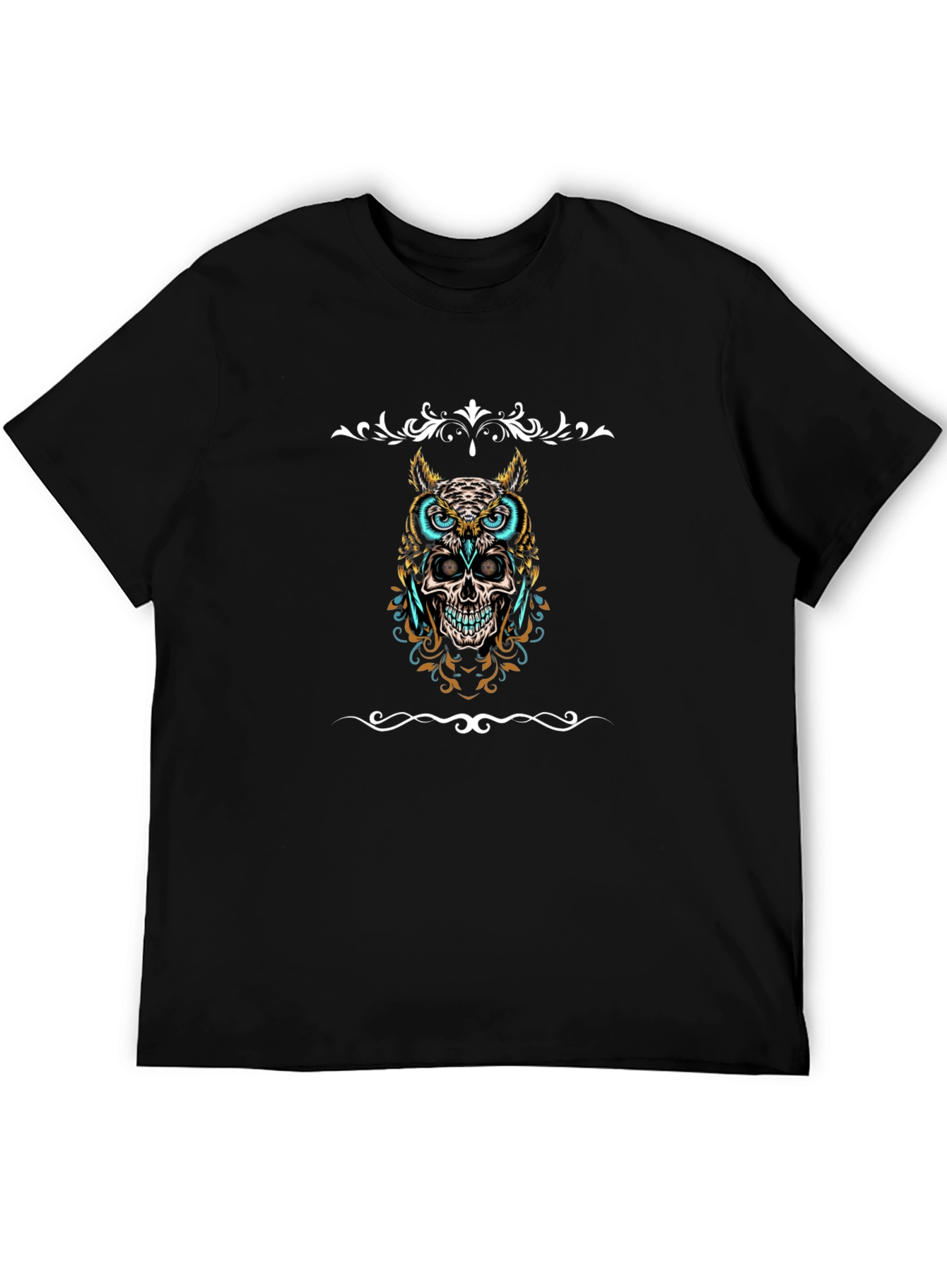 Skull Owl Graphic Tee - Mens Black T-Shirt