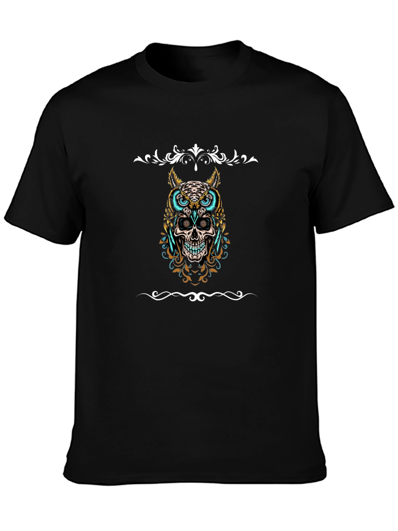 Skull Owl Graphic Tee - Mens Black T-Shirt