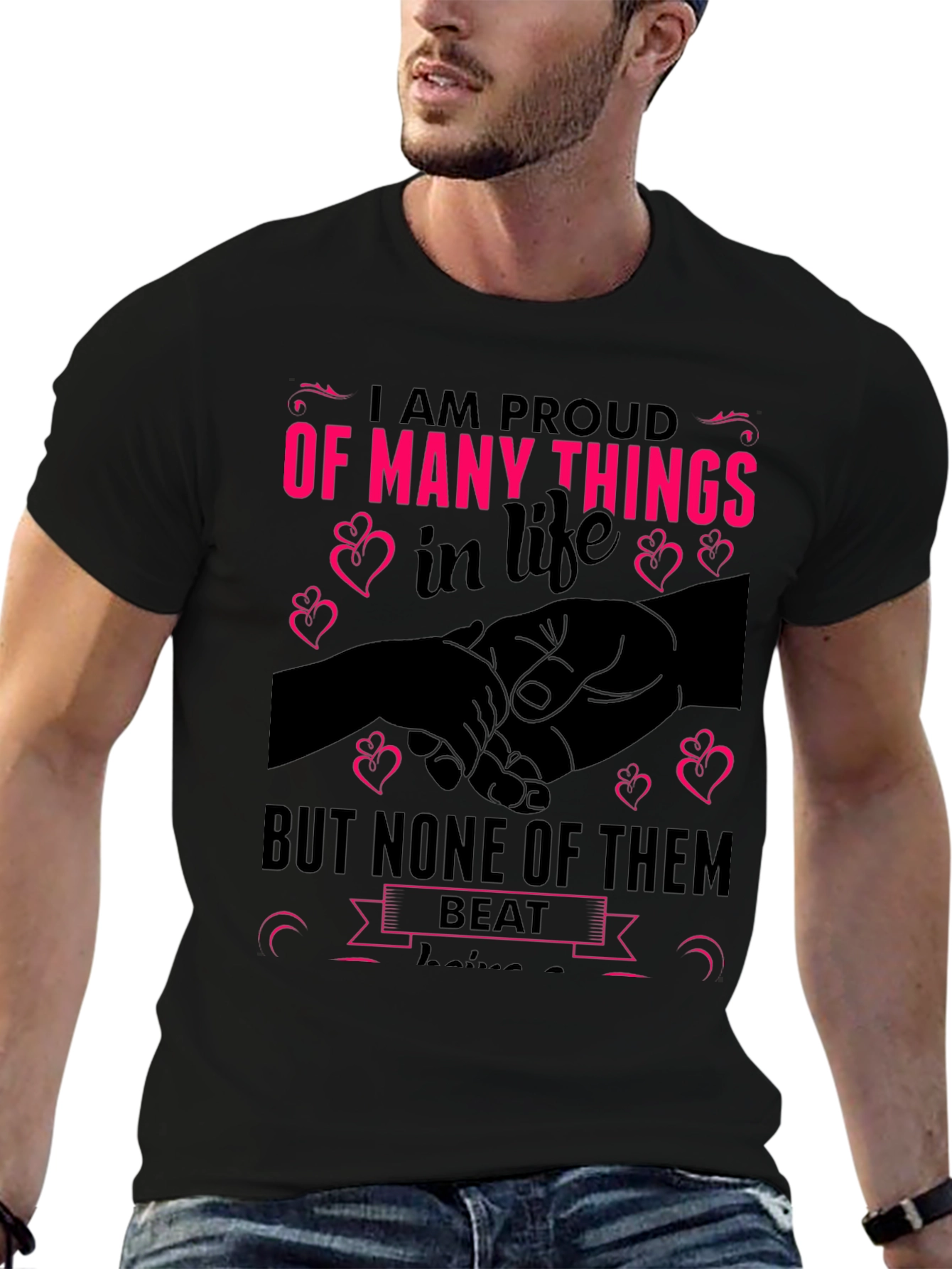 Proud Parent Black Graphic T-Shirt