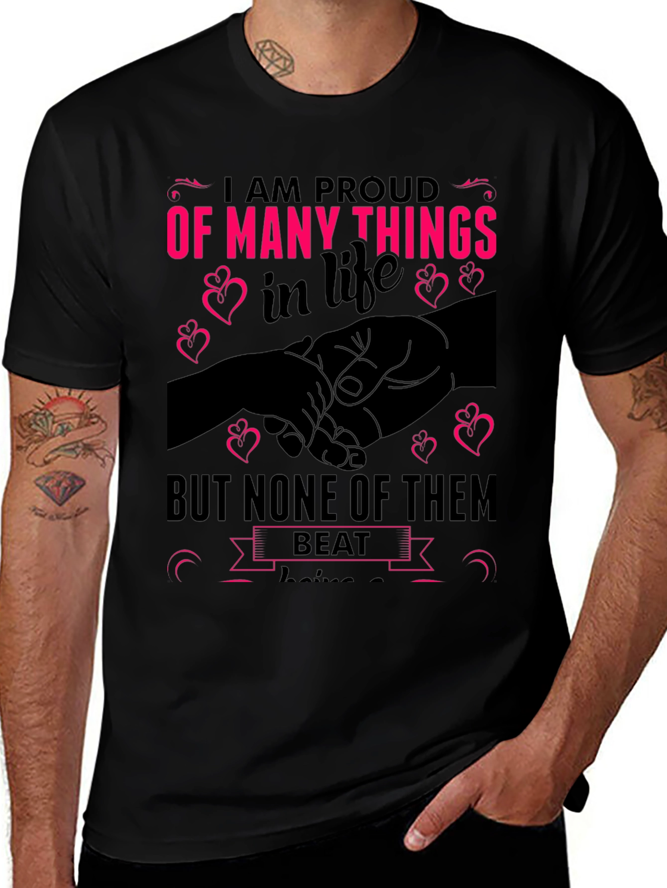 Proud Parent Black Graphic T-Shirt