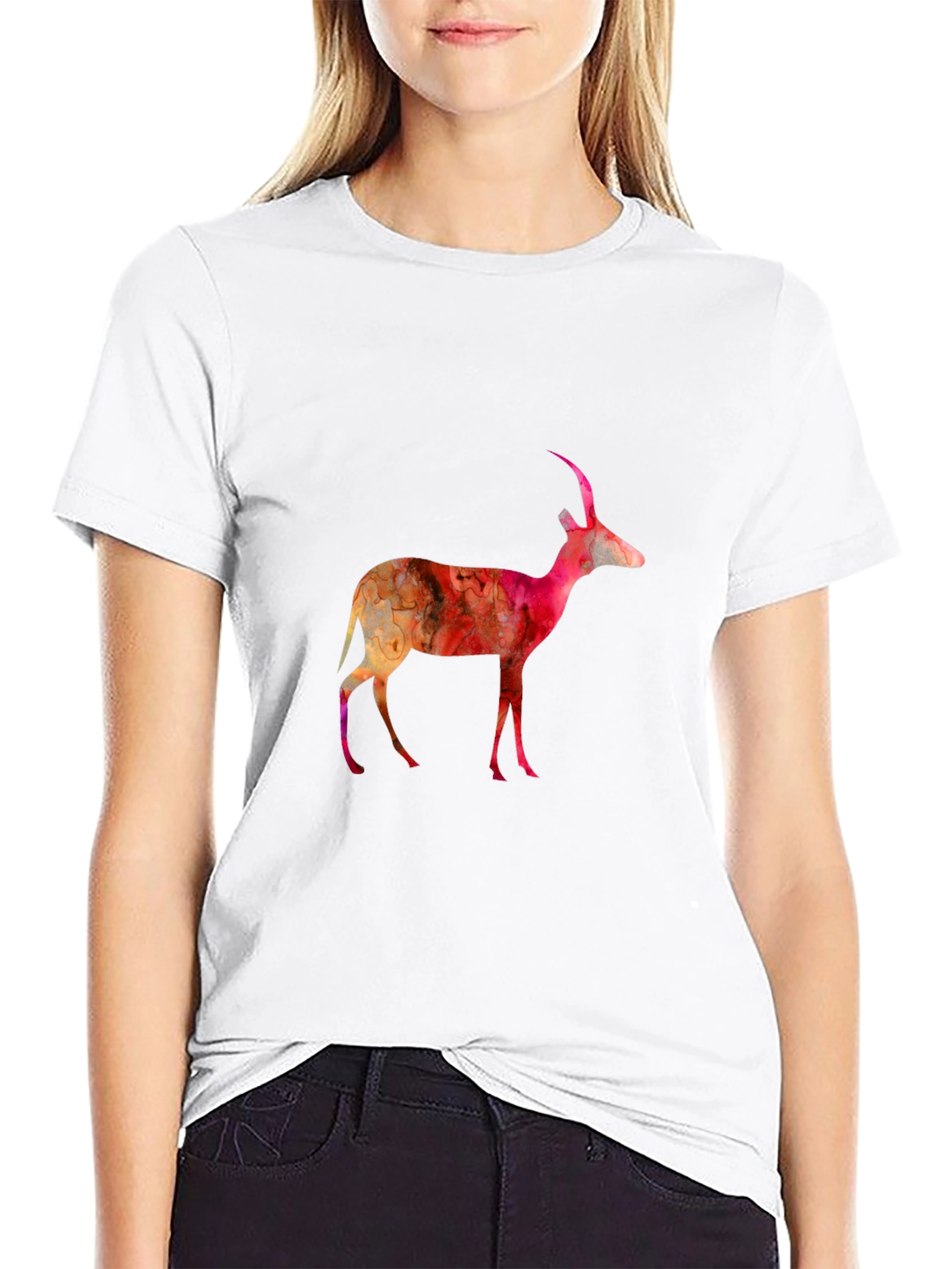 Abstract Antelope Graphic Tee - Black