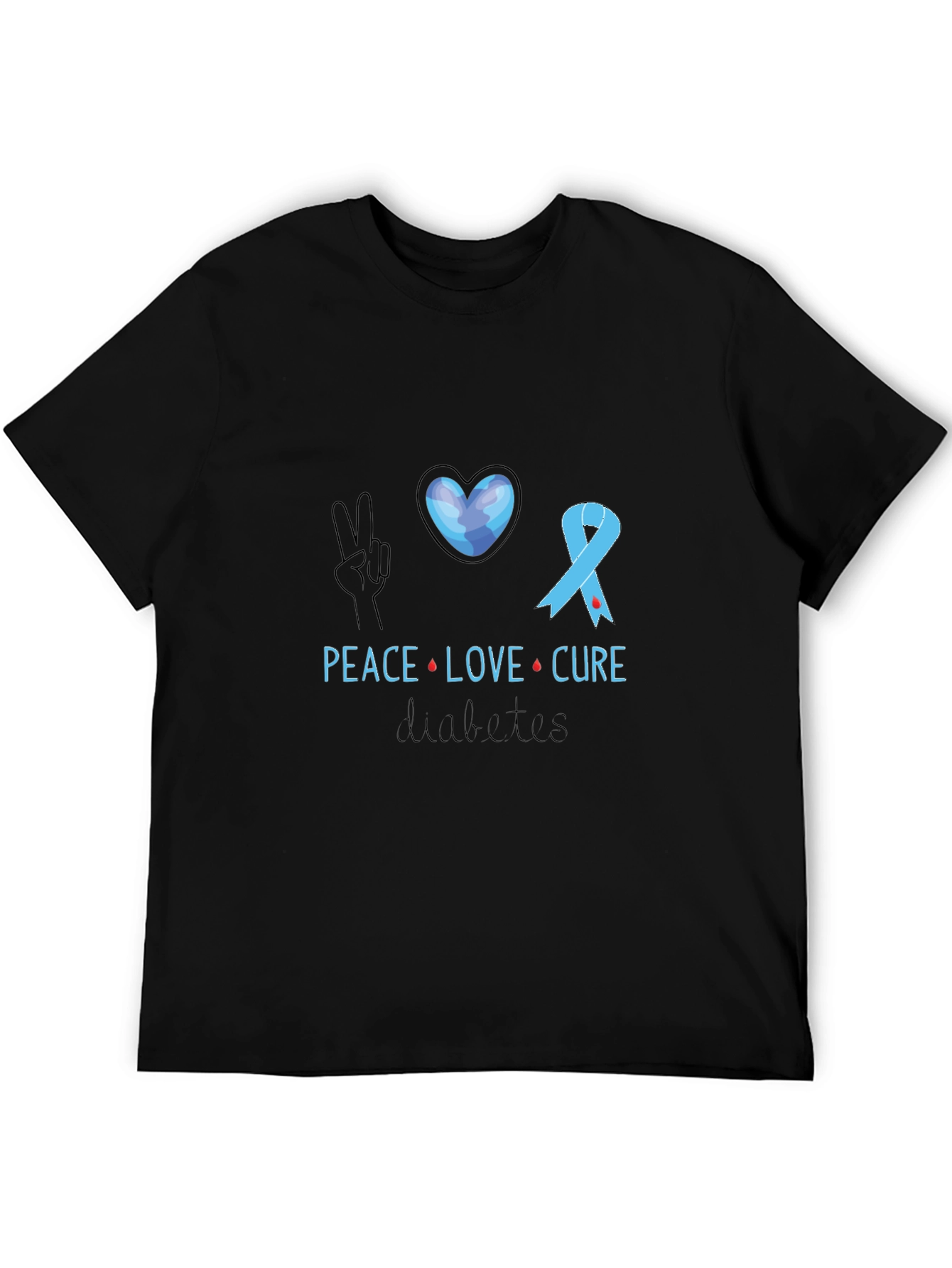 Peace Love Cure Diabetes Awareness T-Shirt