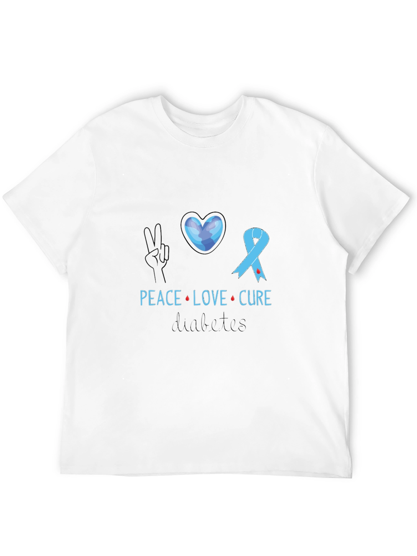 Peace Love Cure Diabetes Awareness T-Shirt